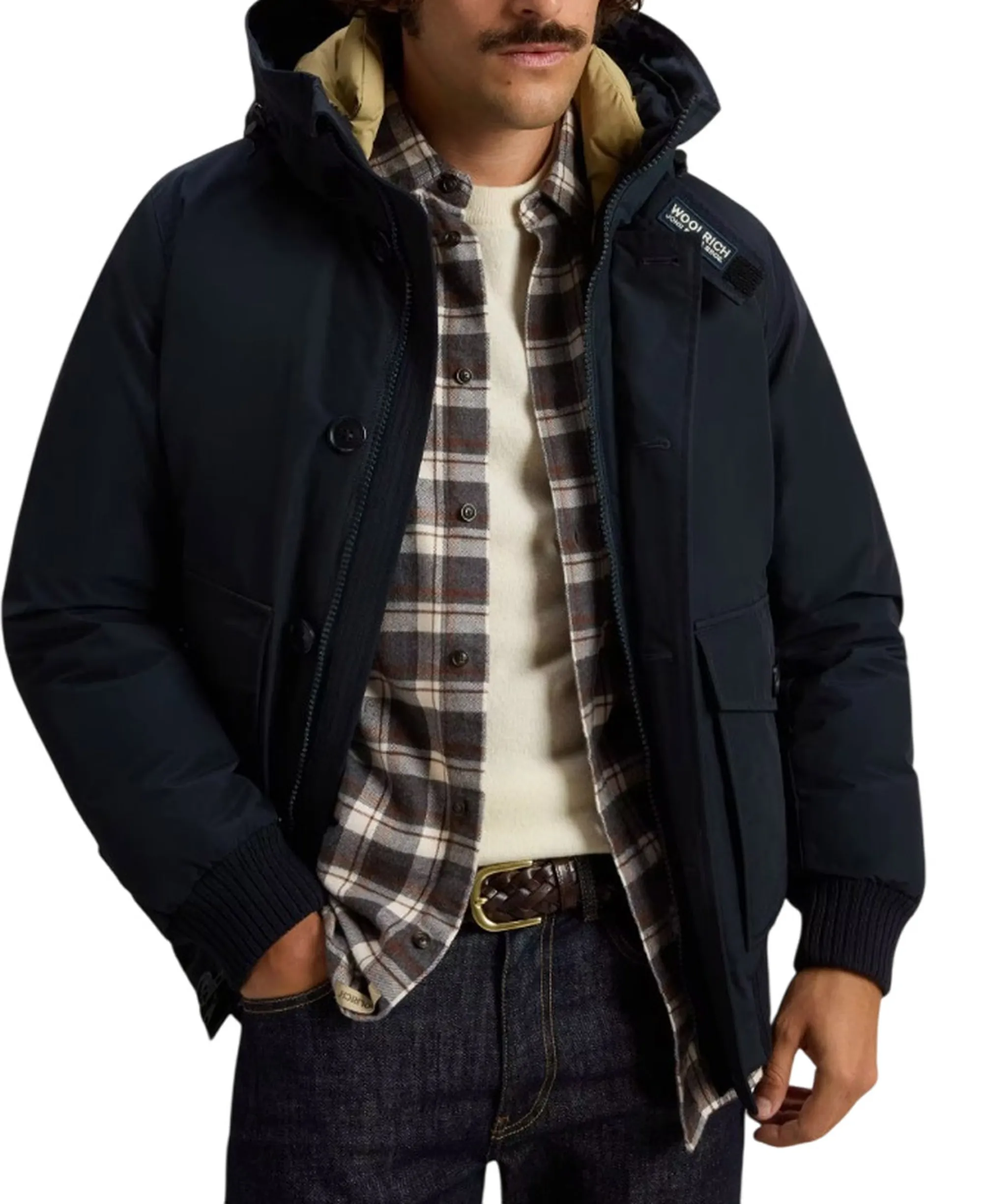 Woolrich Giubbino Polar Detachable Fur Melton Blu Woou2238Mr 200193