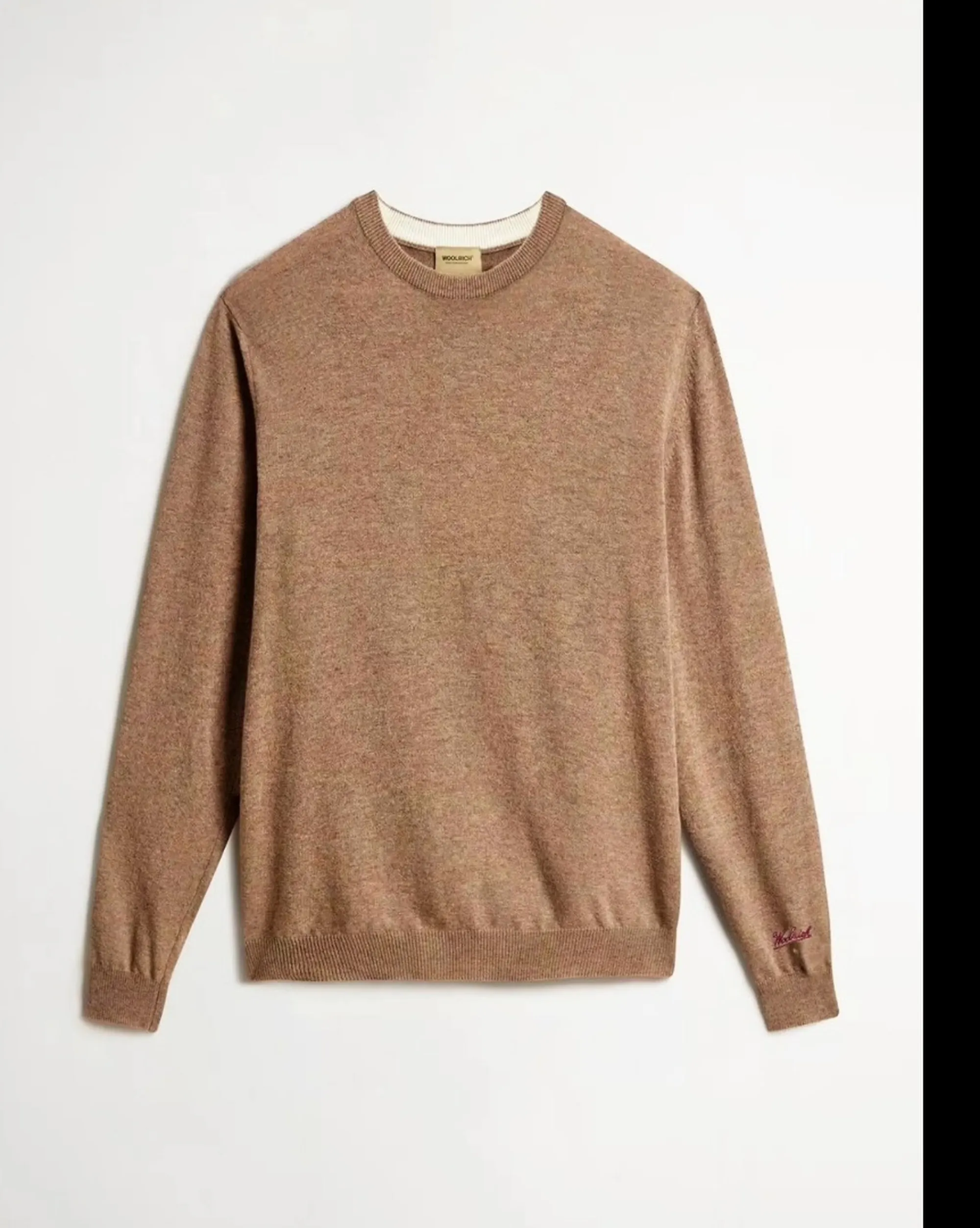 Woolrich Maglia Lambswool Crewneck Cammello Wokn0278Mr 167336