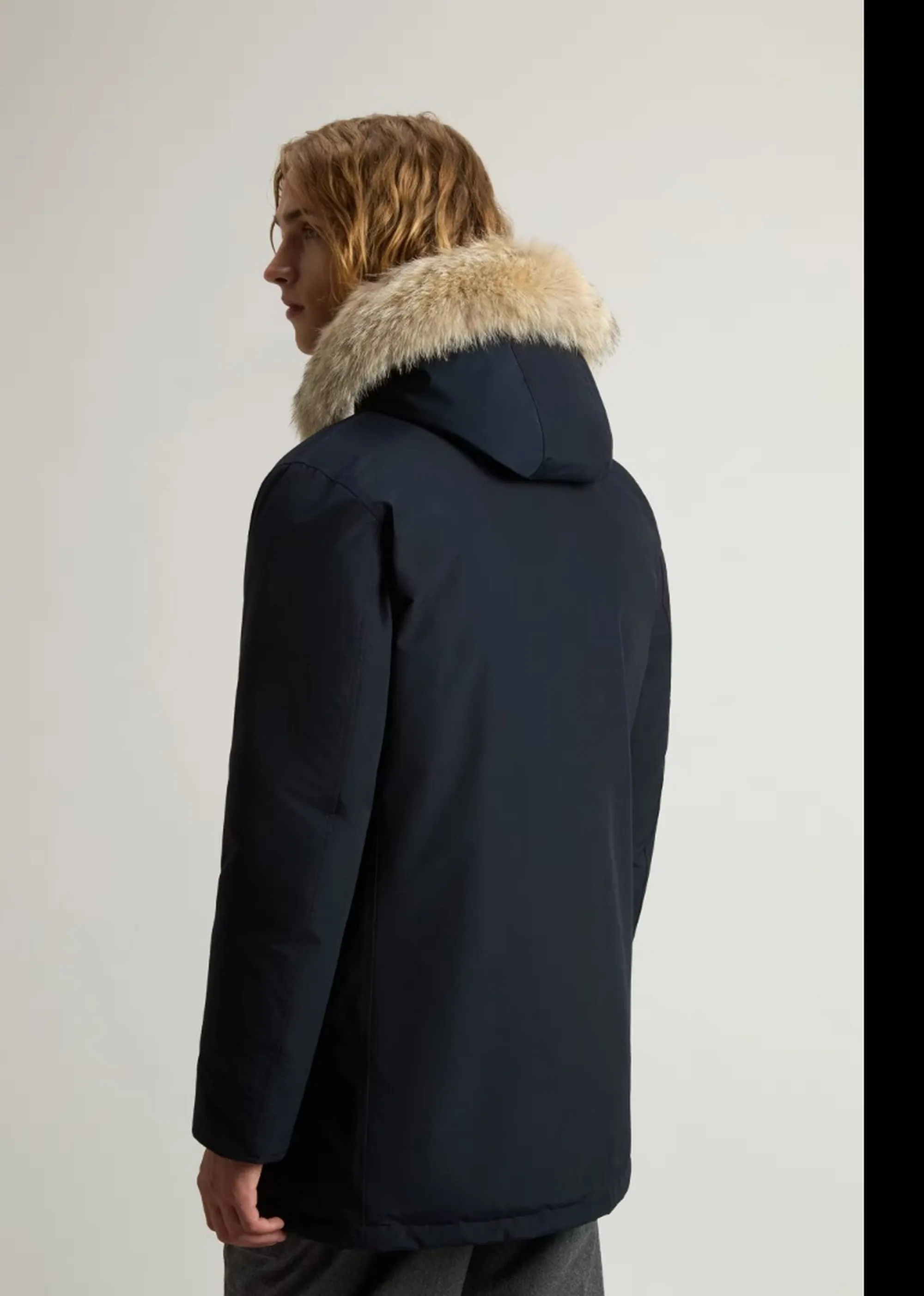 Woolrich Parka Arctic Detachable Fur Melton Blu Woou0482Mb 197228