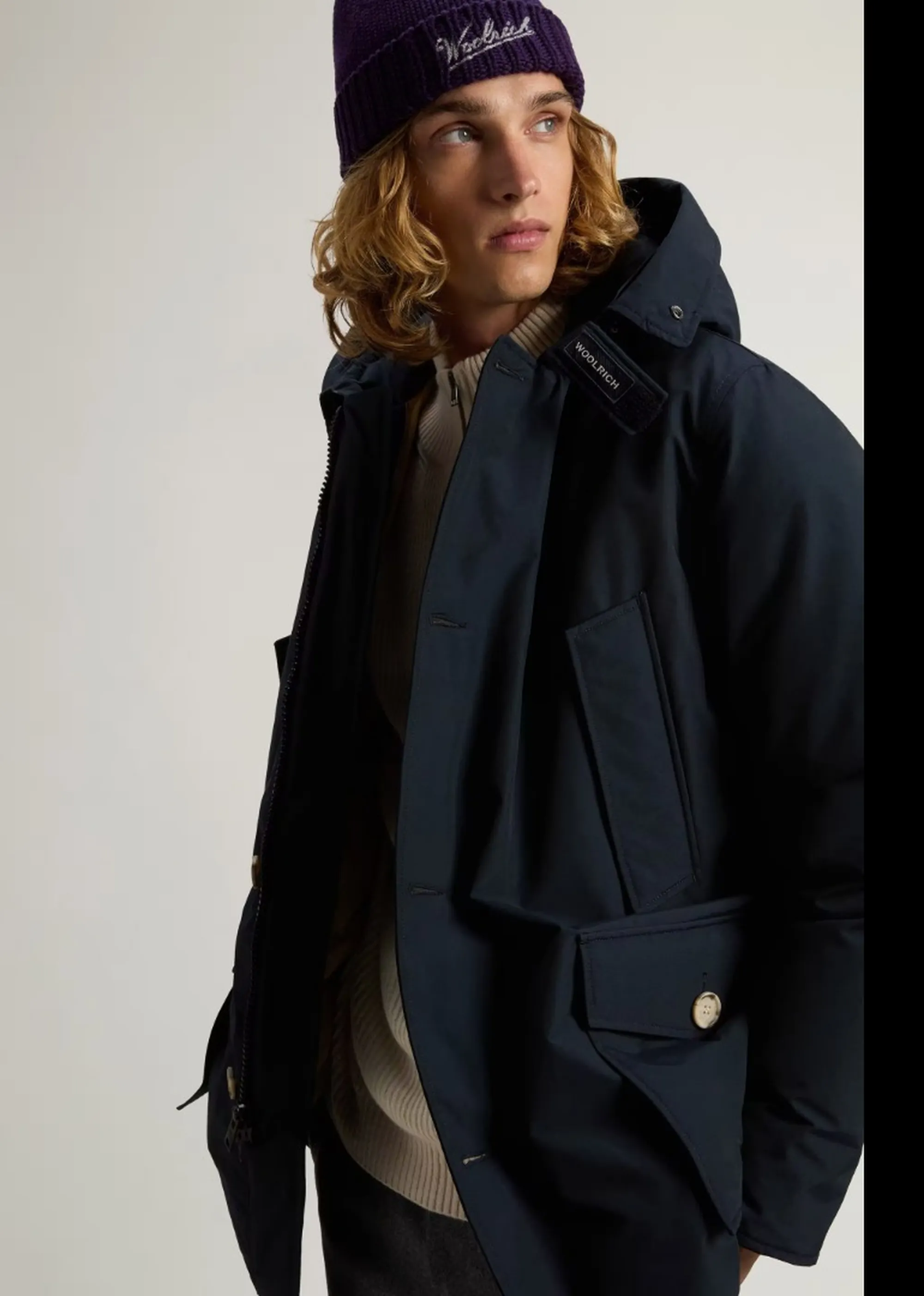 Woolrich Parka Arctic Detachable Fur Melton Blu Woou0482Mb 197229