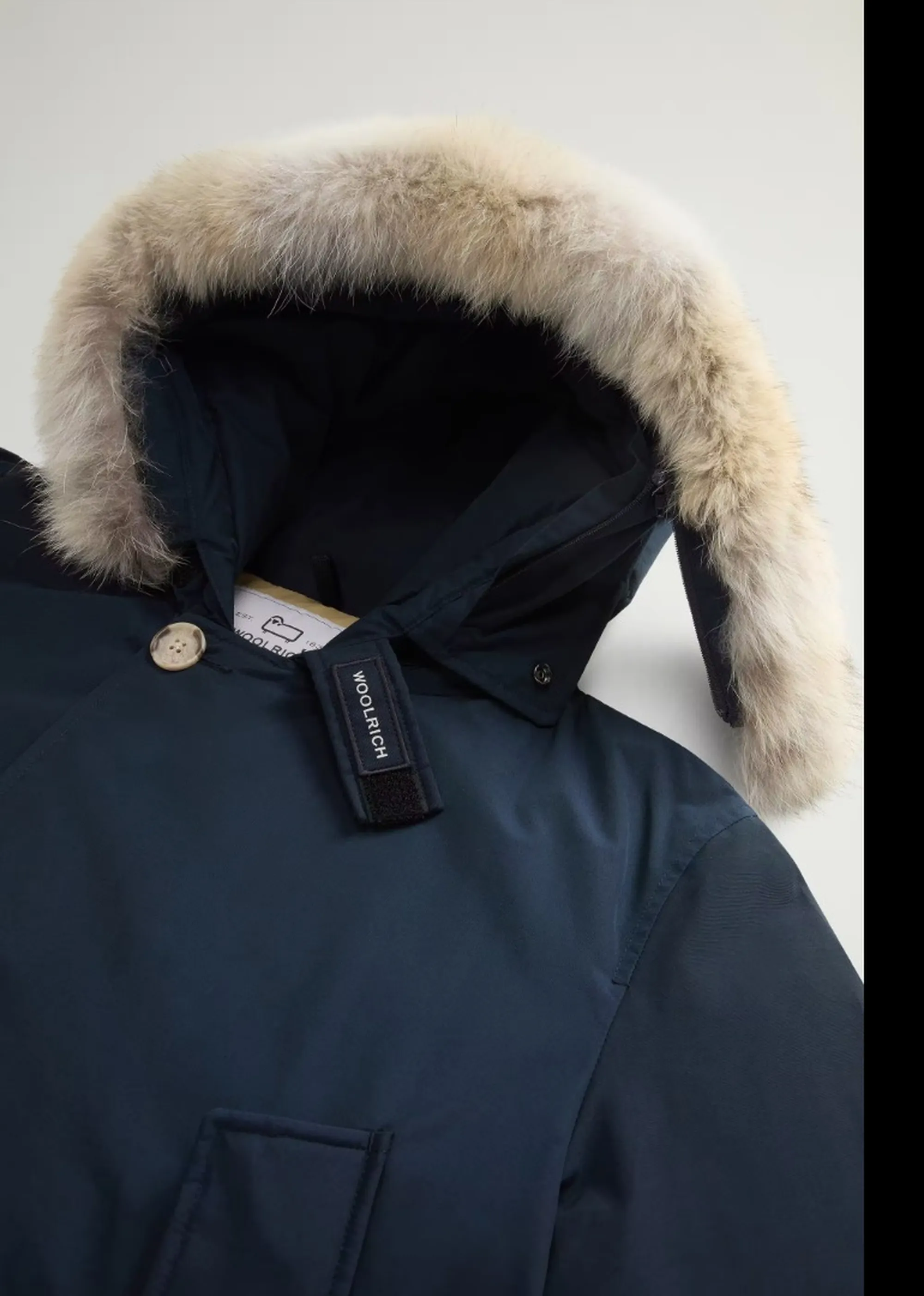 Woolrich Parka Arctic Detachable Fur Melton Blu Woou0482Mb 197231