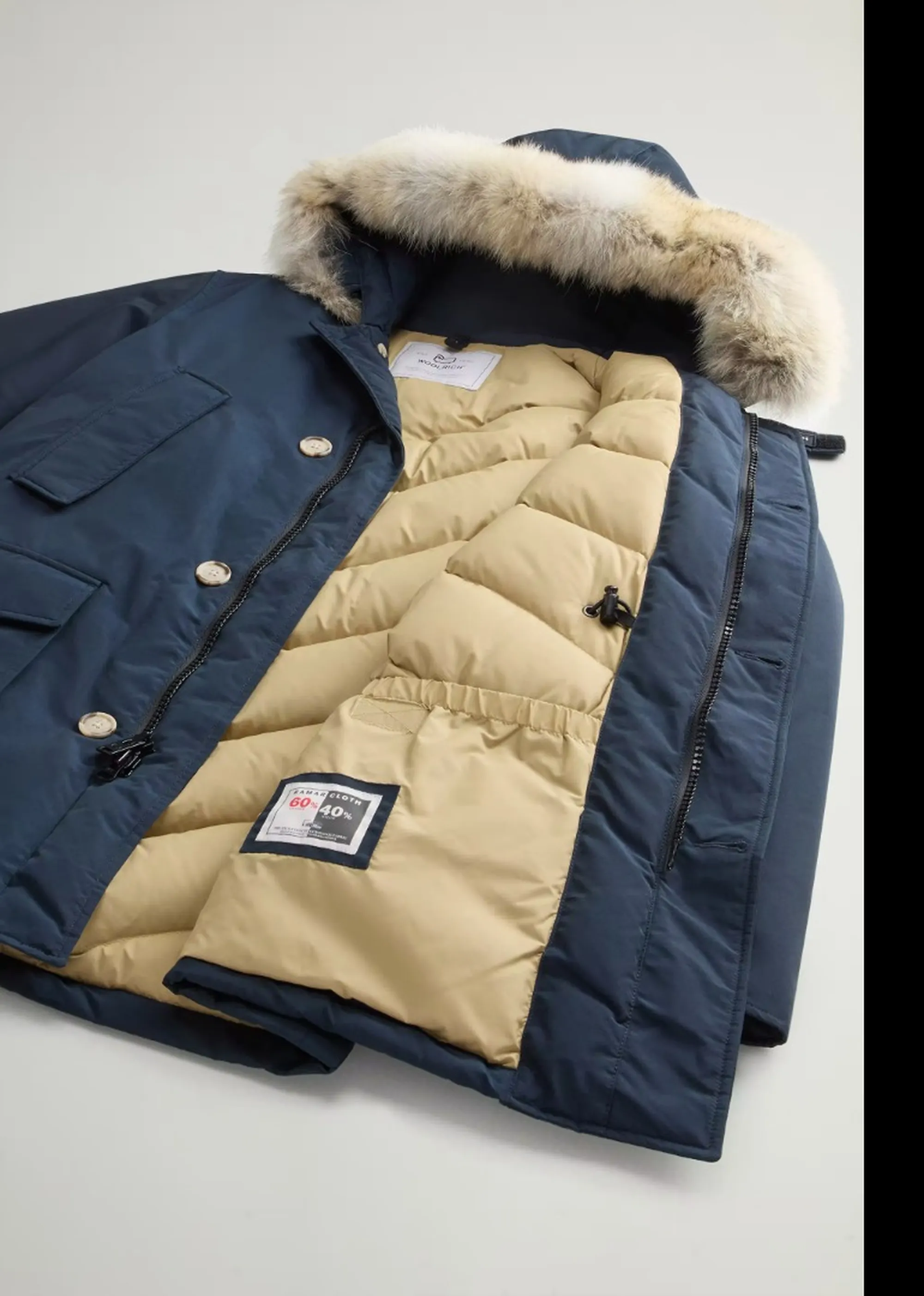 Woolrich Parka Arctic Detachable Fur Melton Blu Woou0482Mb 197233