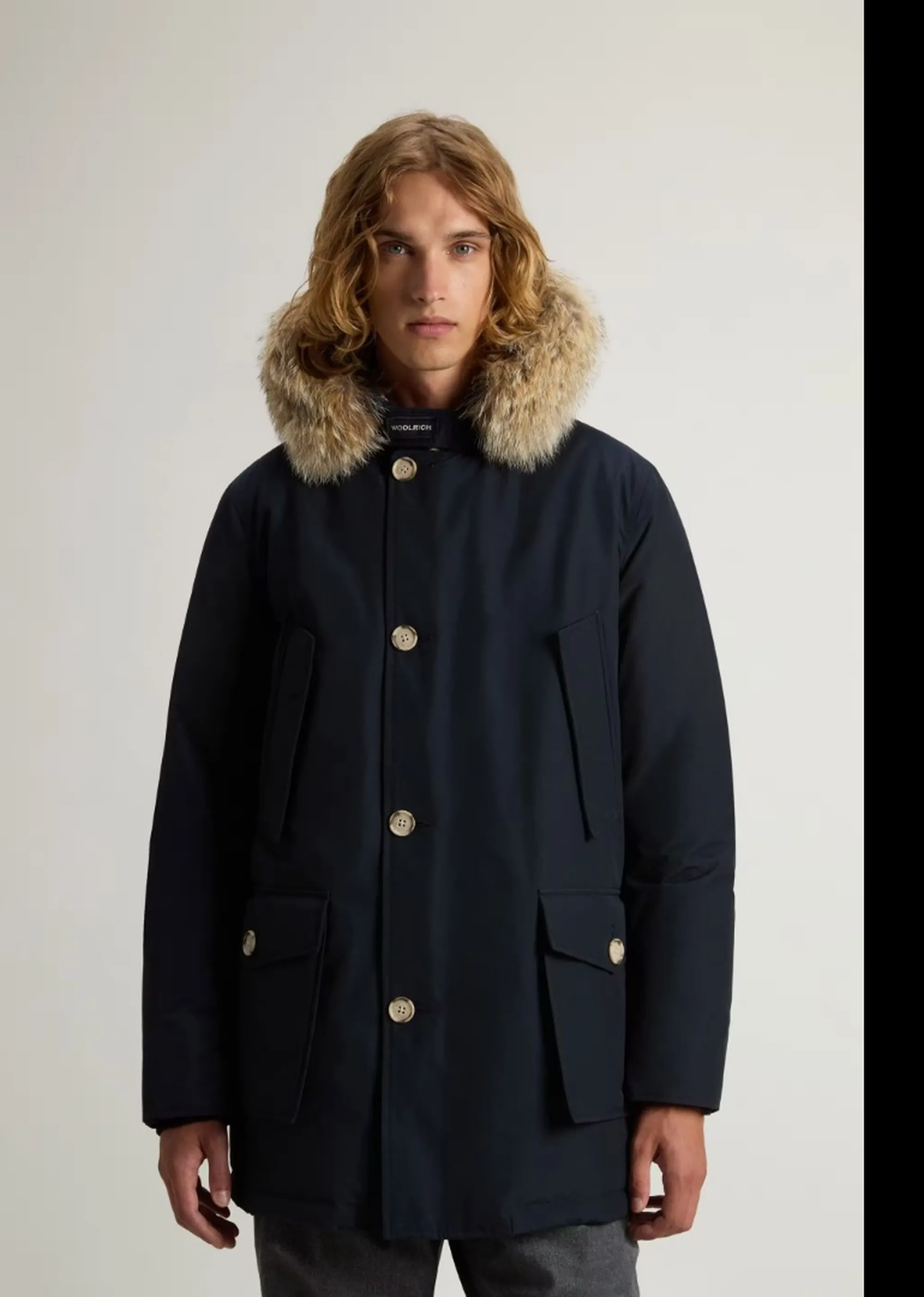 Woolrich Parka Arctic Detachable Fur Melton Blu Woou0482Mb 197235