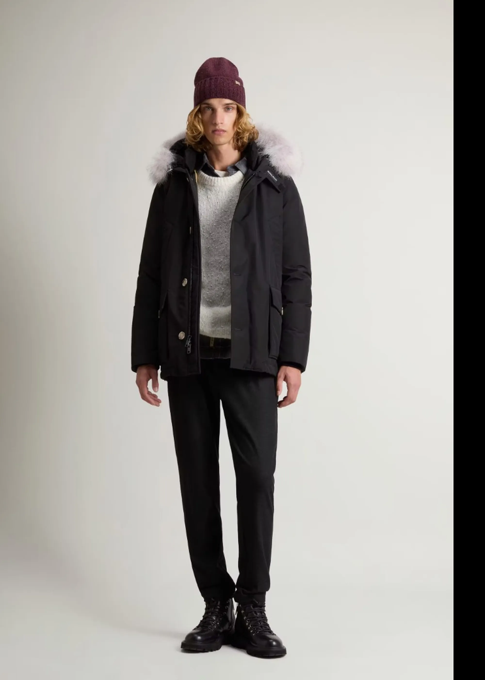 Woolrich Parka Arctic Detachable Fur Anorak Black Woou0484Mb 197460