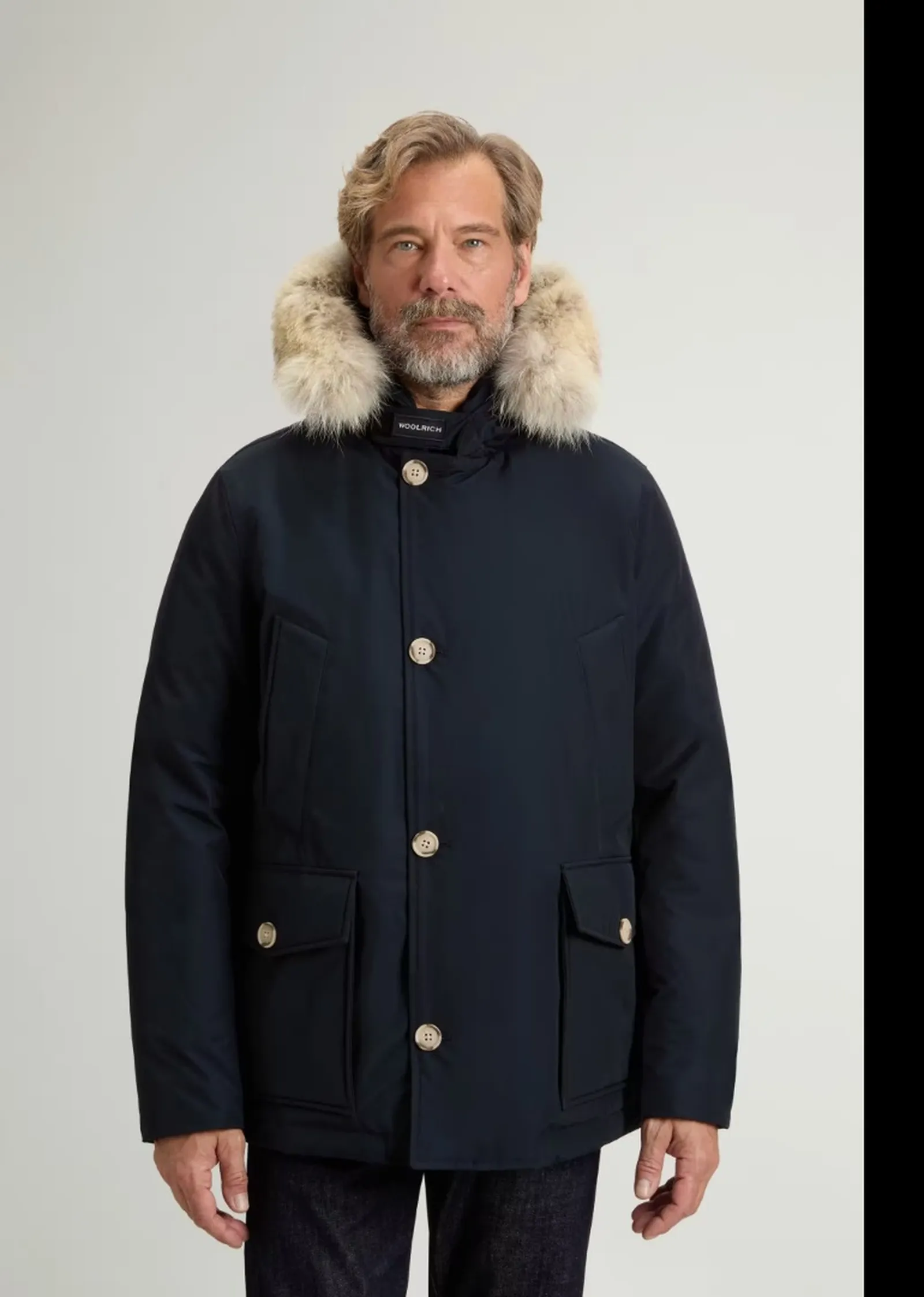 Woolrich Parka Arctic Detachable Fur Anorak Melton Blu Woou0484Mb 197478