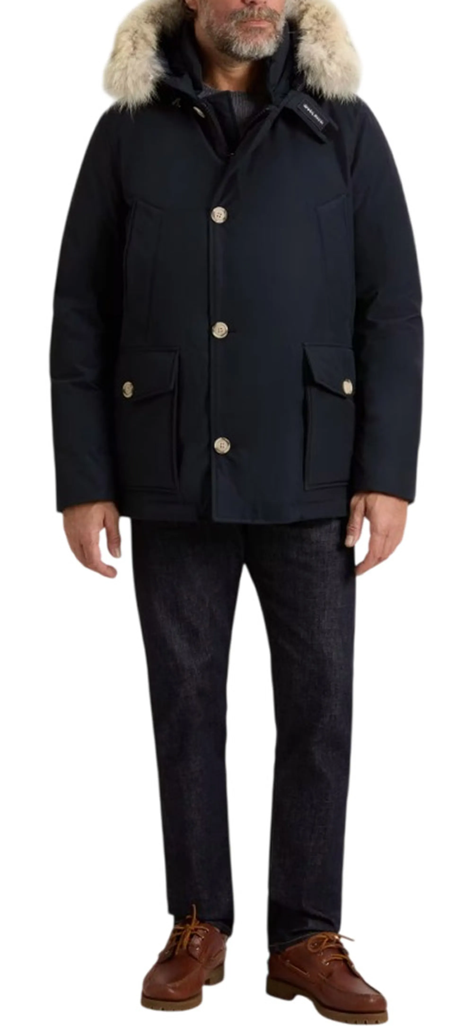 Woolrich B'Parka Arctic Detachable Fur Anorak' Melton Blu Woou0484Mb 197773