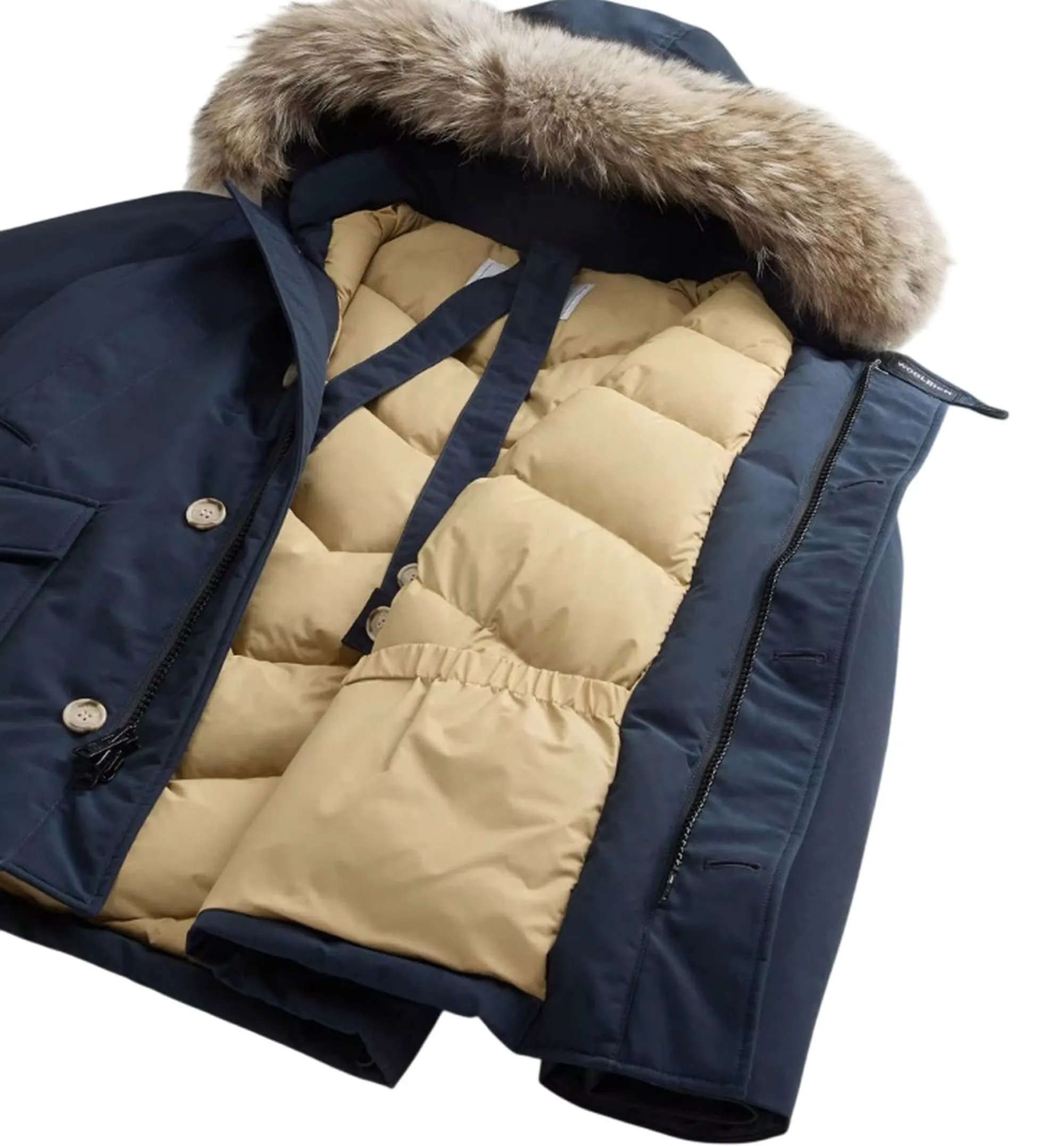 Woolrich B'Parka Arctic Detachable Fur Anorak' Melton Blu Woou0484Mb 197775