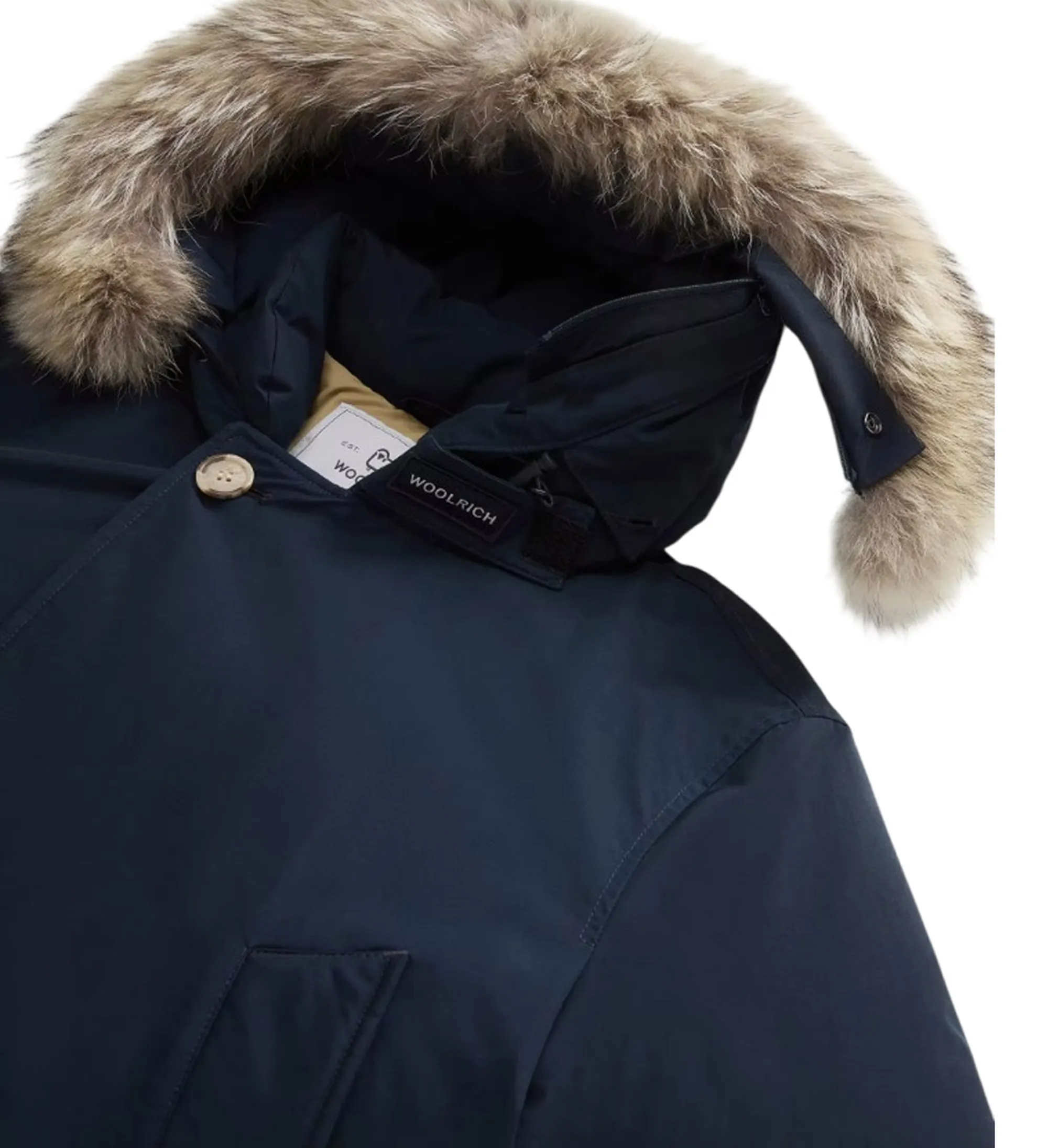 Woolrich B'Parka Arctic Detachable Fur Anorak' Melton Blu Woou0484Mb 197784