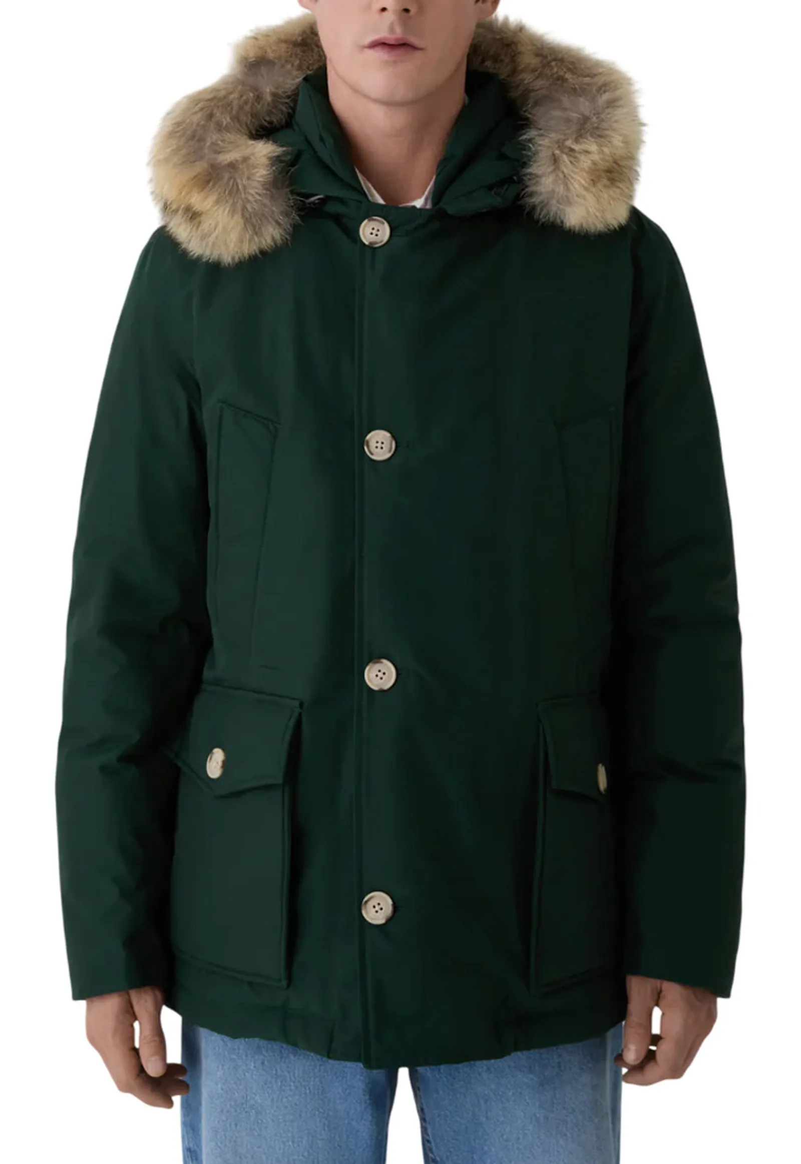 Woolrich Parka Arctic Detachable Fur Anorak Verde Scuro Woou0484Mr 169331