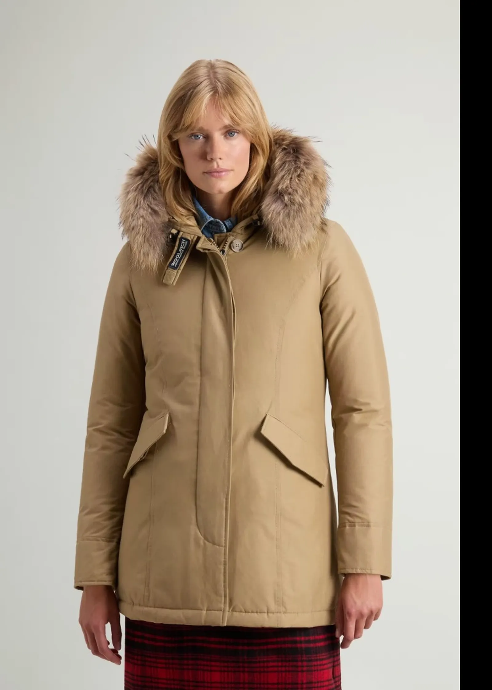 Woolrich Parka Arctic Raccoon Gold Khaki Wwou0538Fb 197170