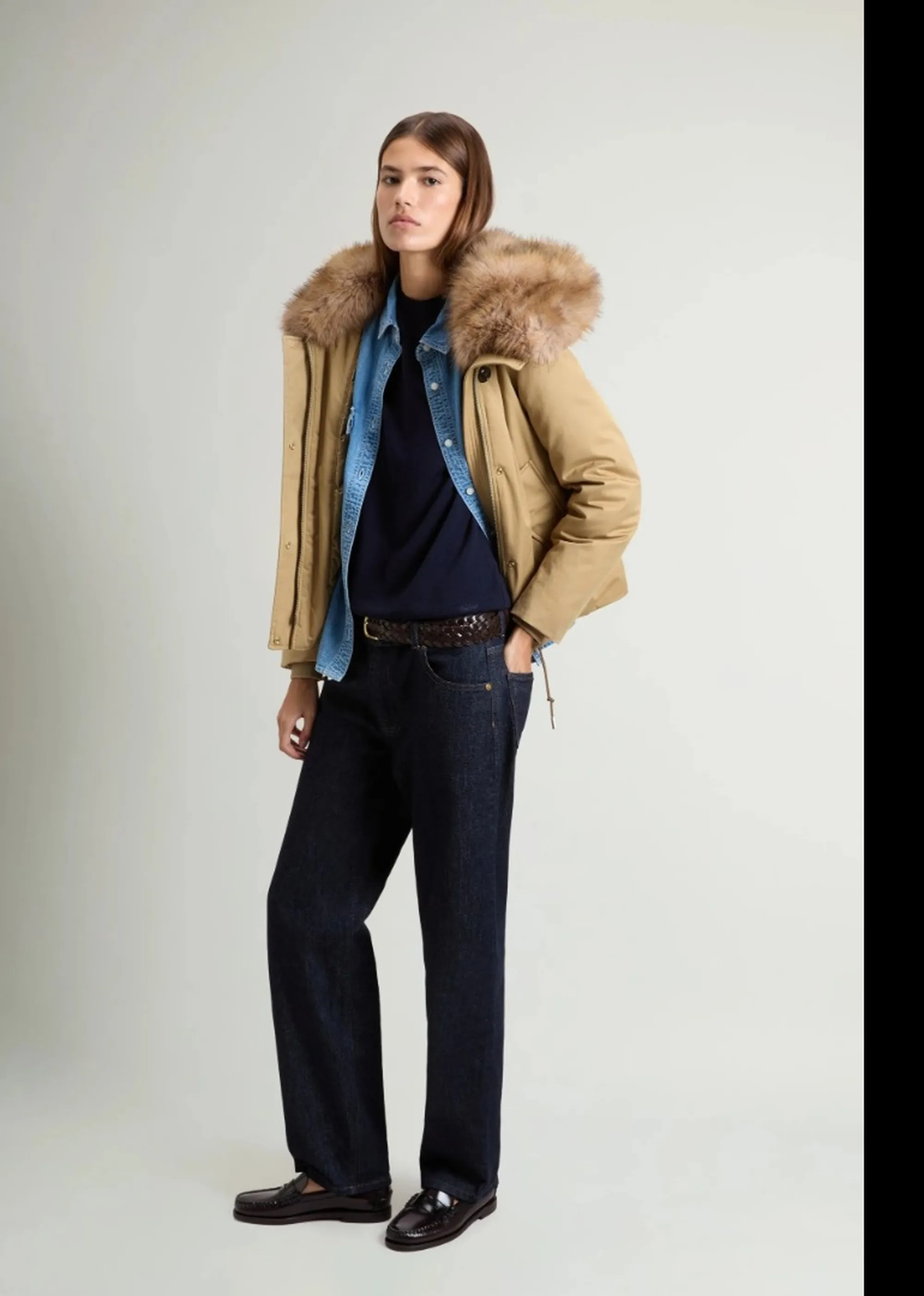 Woolrich B'Parka Best Cotton Faux Fur Short' Gold Khaki Wwou2237Fr 197353