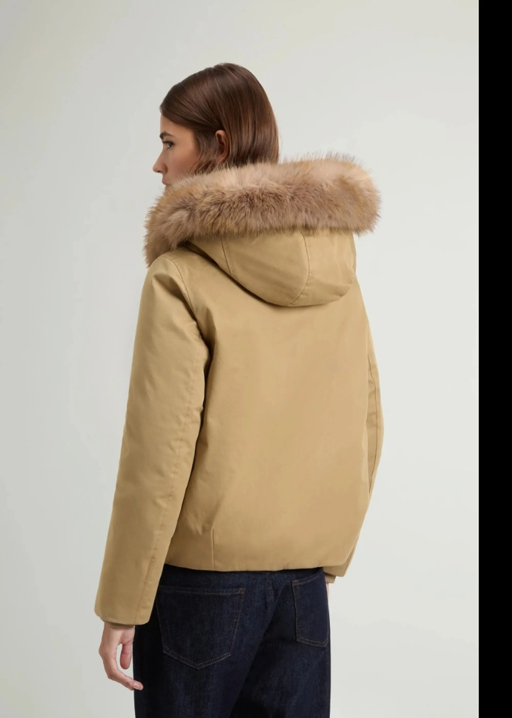 Woolrich B'Parka Best Cotton Faux Fur Short' Gold Khaki Wwou2237Fr 197354
