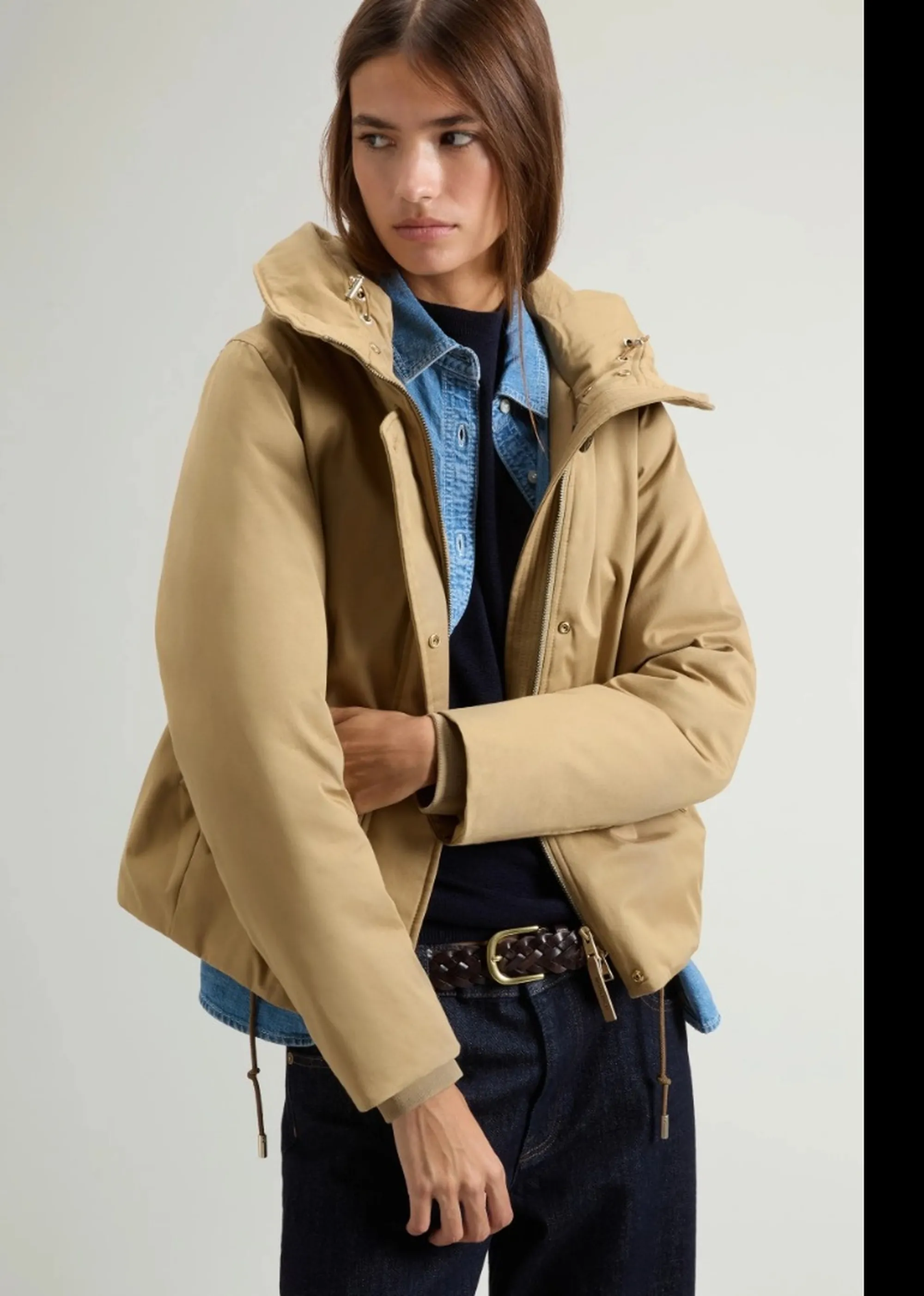 Woolrich B'Parka Best Cotton Faux Fur Short' Gold Khaki Wwou2237Fr 197355