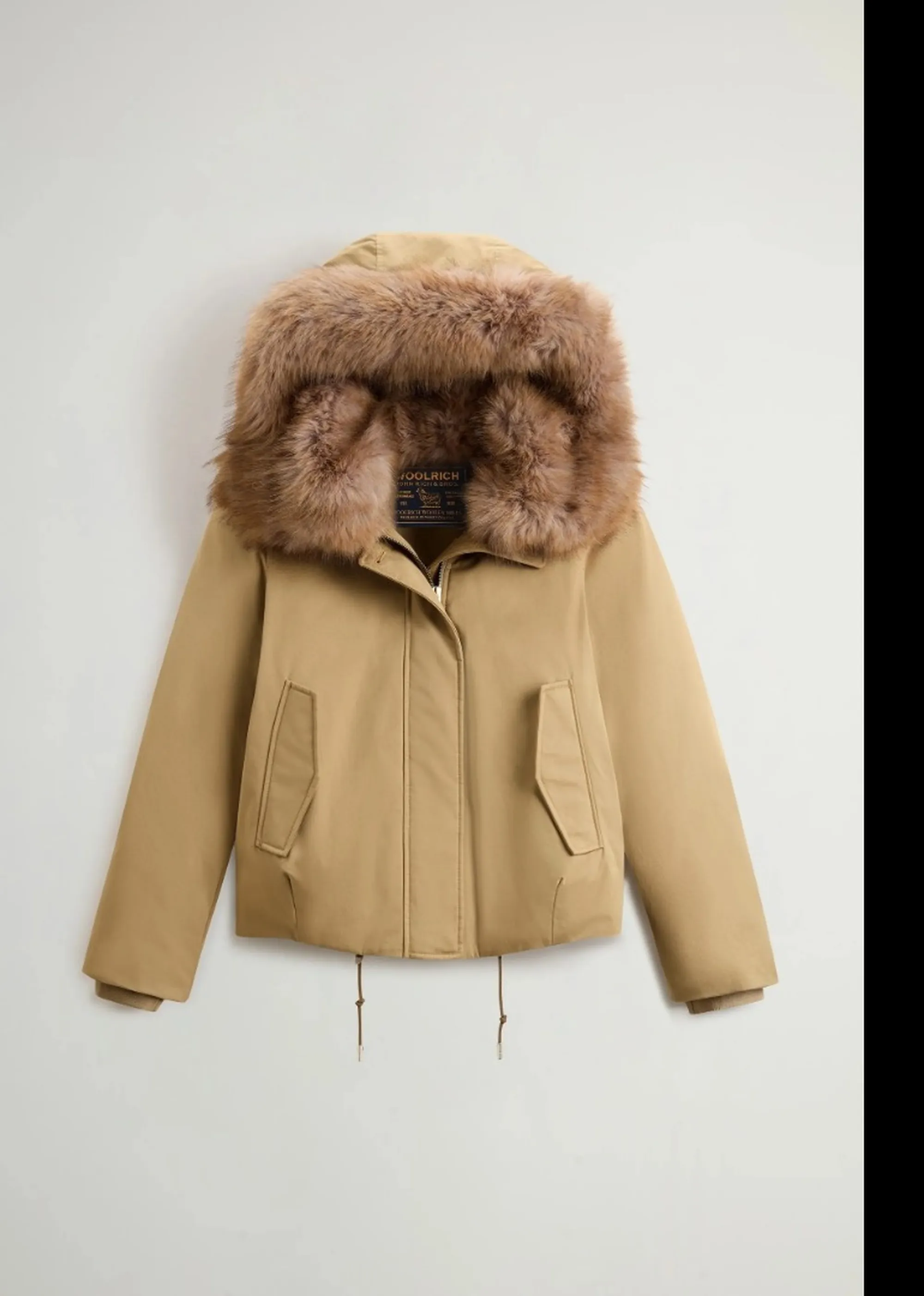 Woolrich B'Parka Best Cotton Faux Fur Short' Gold Khaki Wwou2237Fr 197356