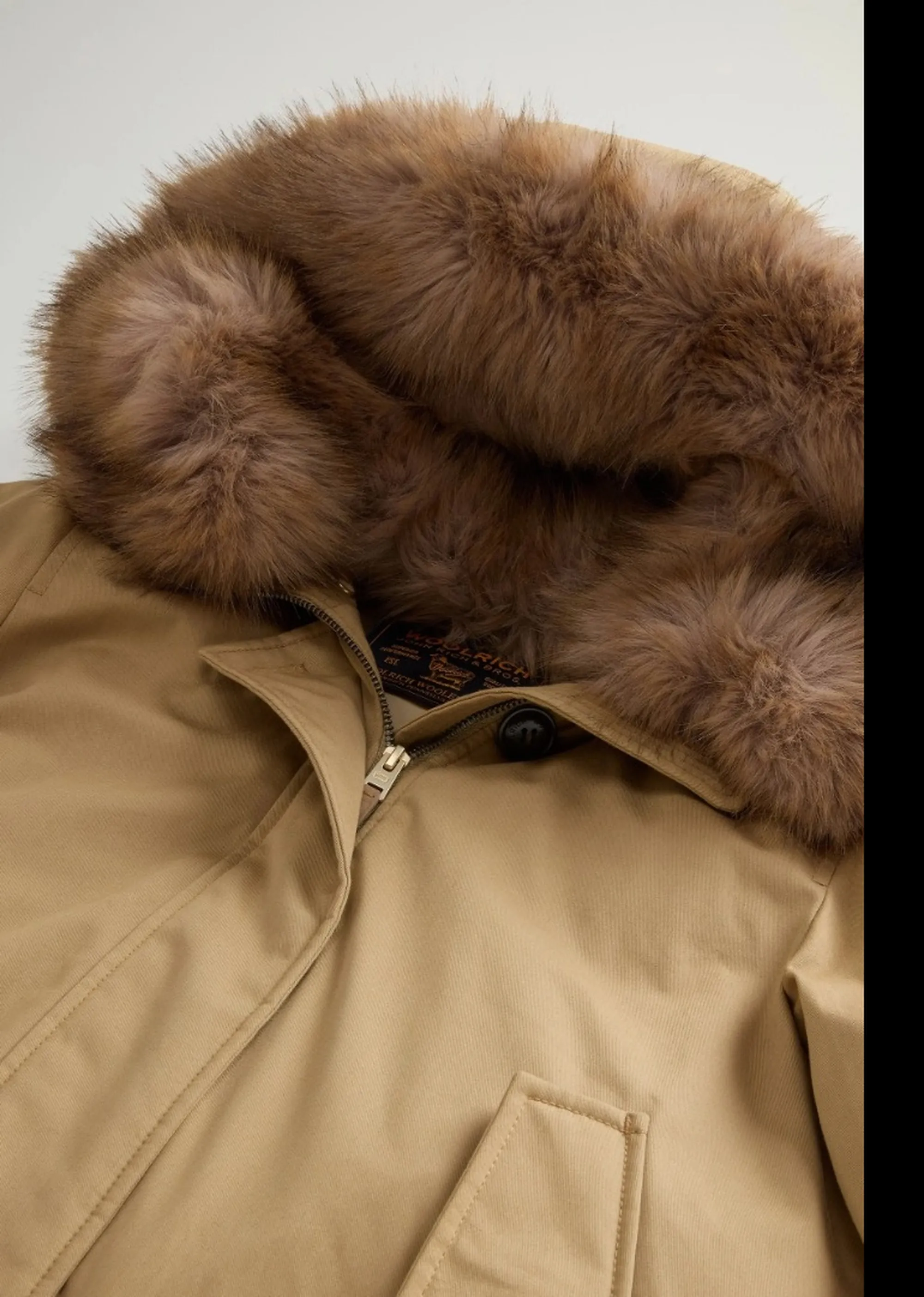 Woolrich B'Parka Best Cotton Faux Fur Short' Gold Khaki Wwou2237Fr 197357