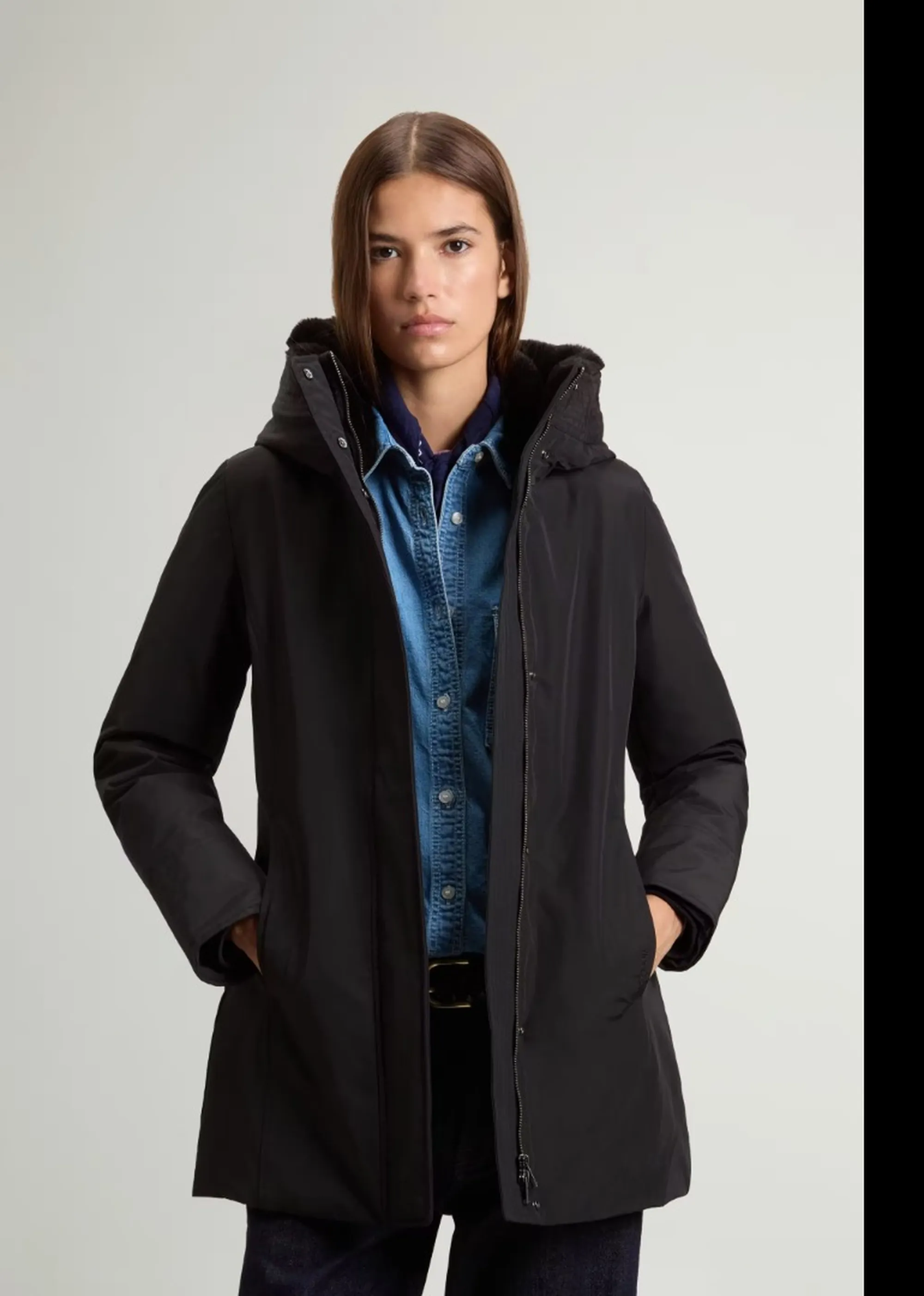 Woolrich B'Parka Boulder Faux Fur ' Black Wwou2265Fr 197253