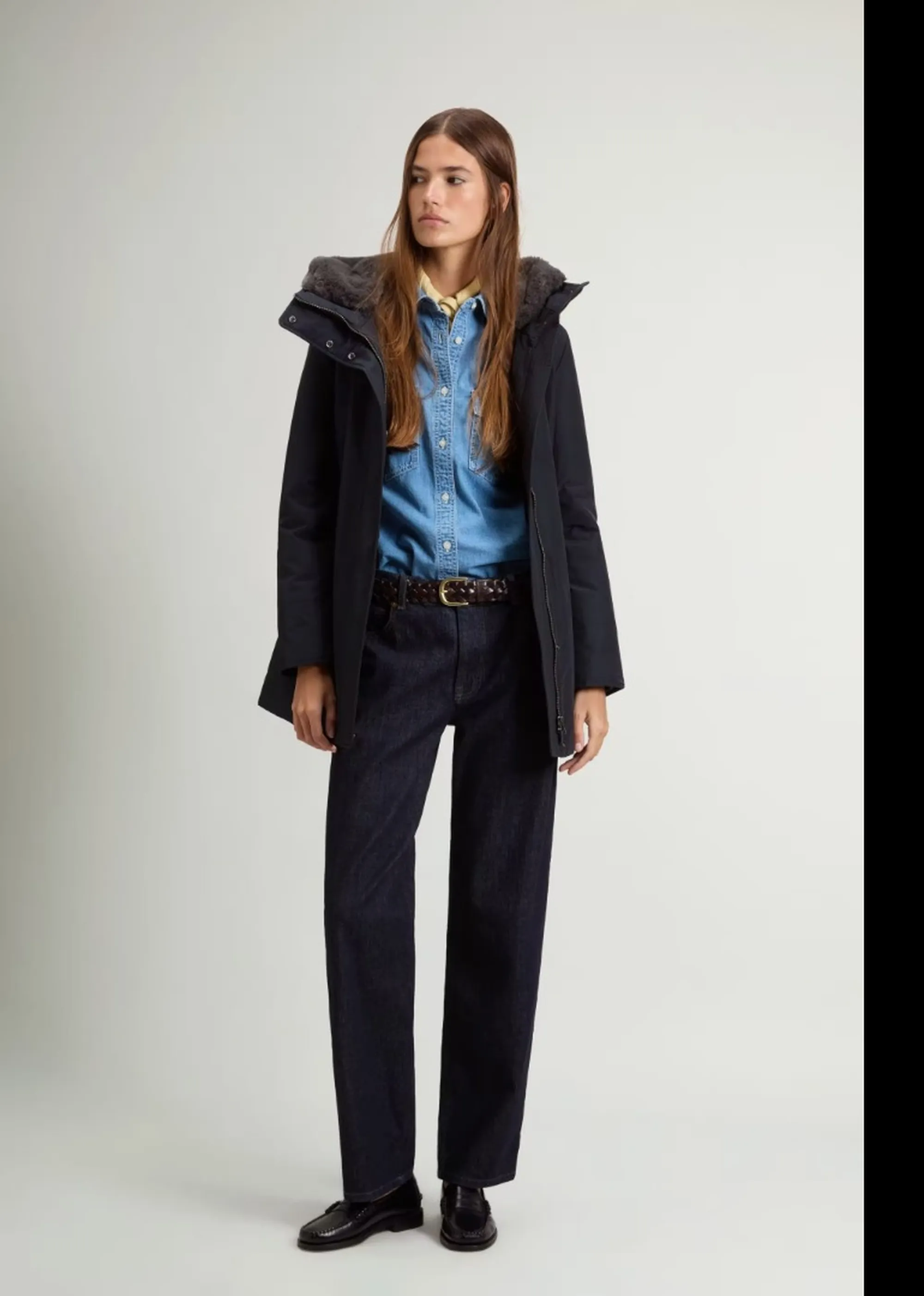 Woolrich B'Parka Boulder Faux Fur ' Dark Navy Wwou2265Fr 197254