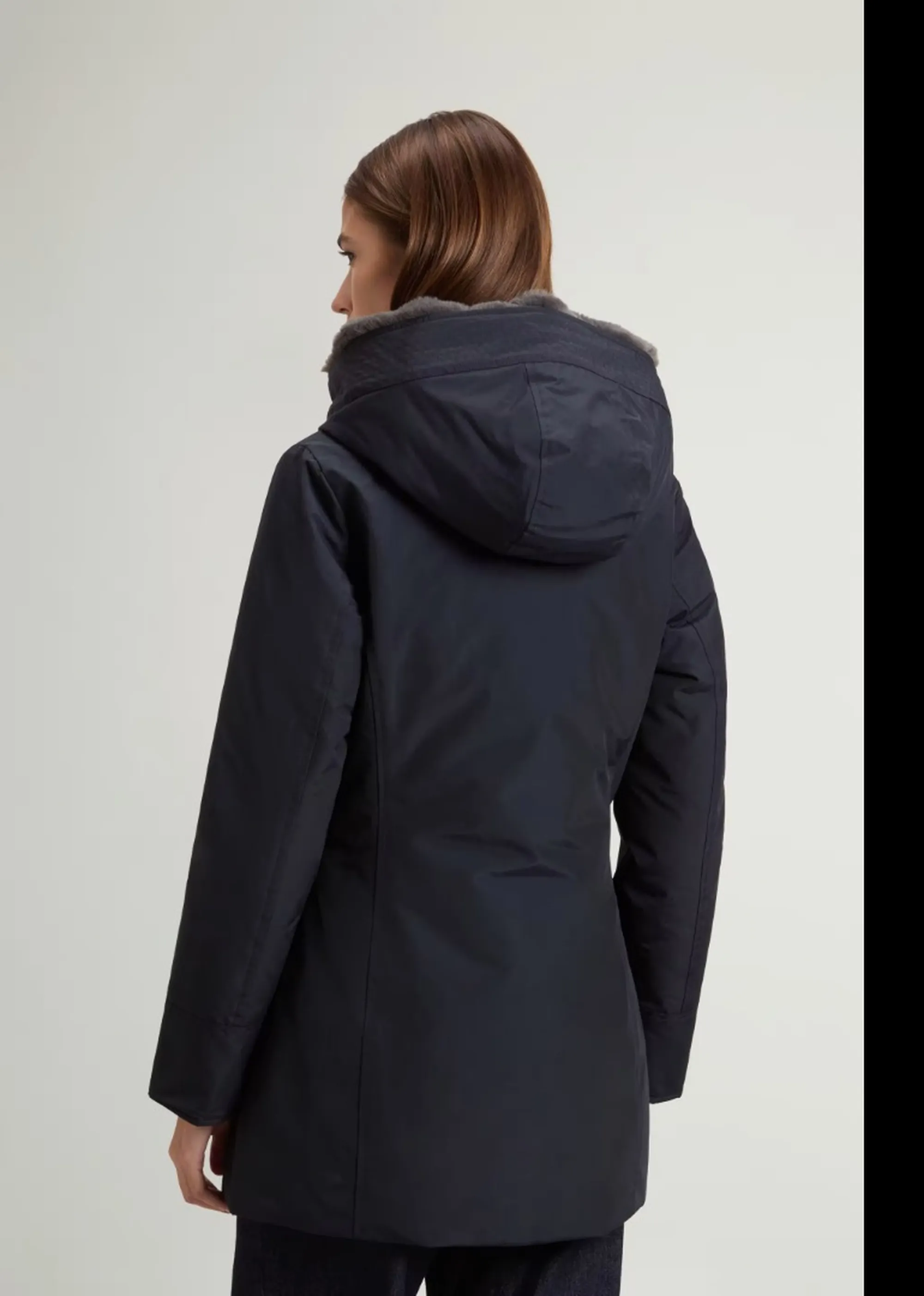 Woolrich B'Parka Boulder Faux Fur ' Dark Navy Wwou2265Fr 197255