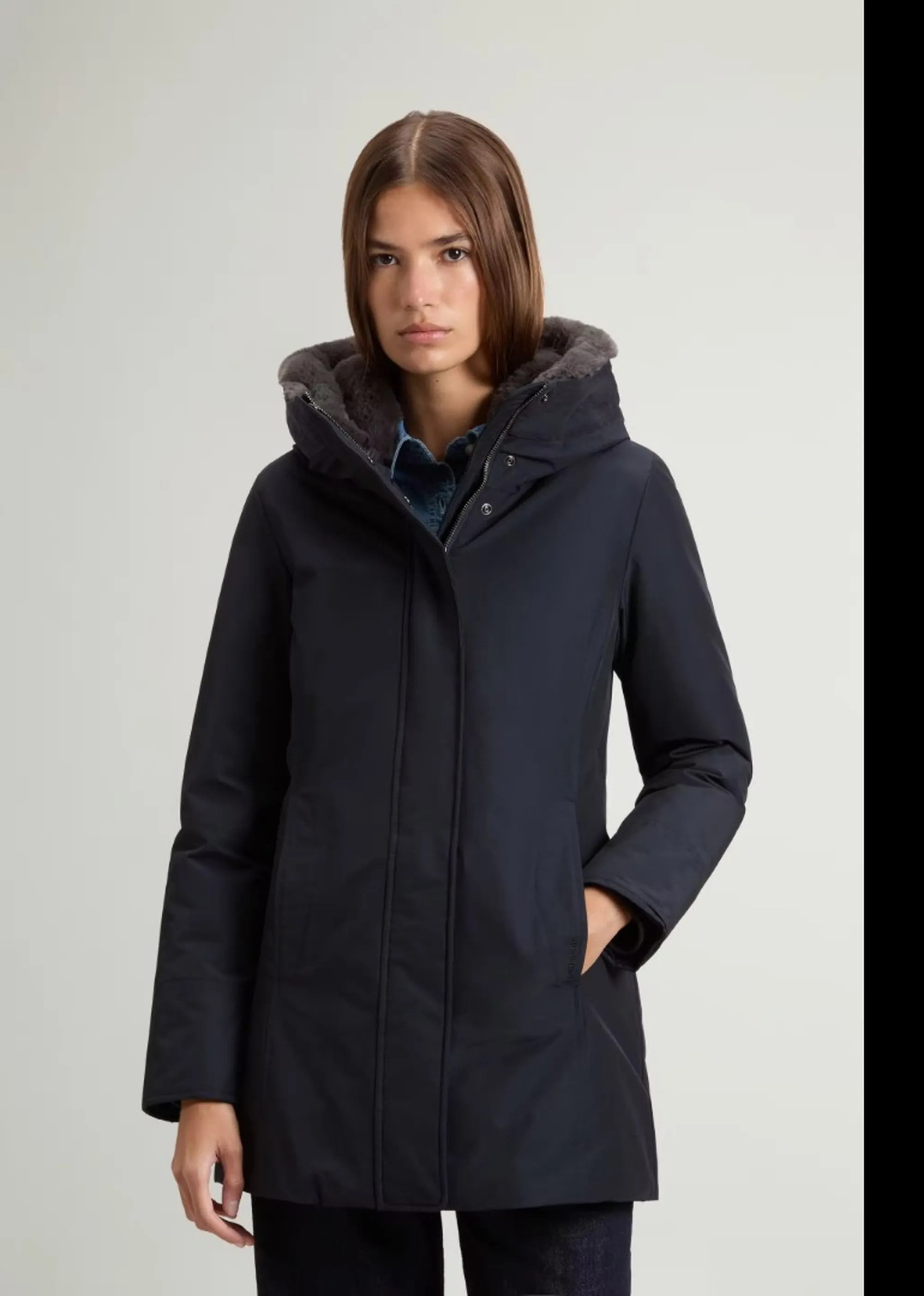 Woolrich B'Parka Boulder Faux Fur ' Dark Navy Wwou2265Fr 197262