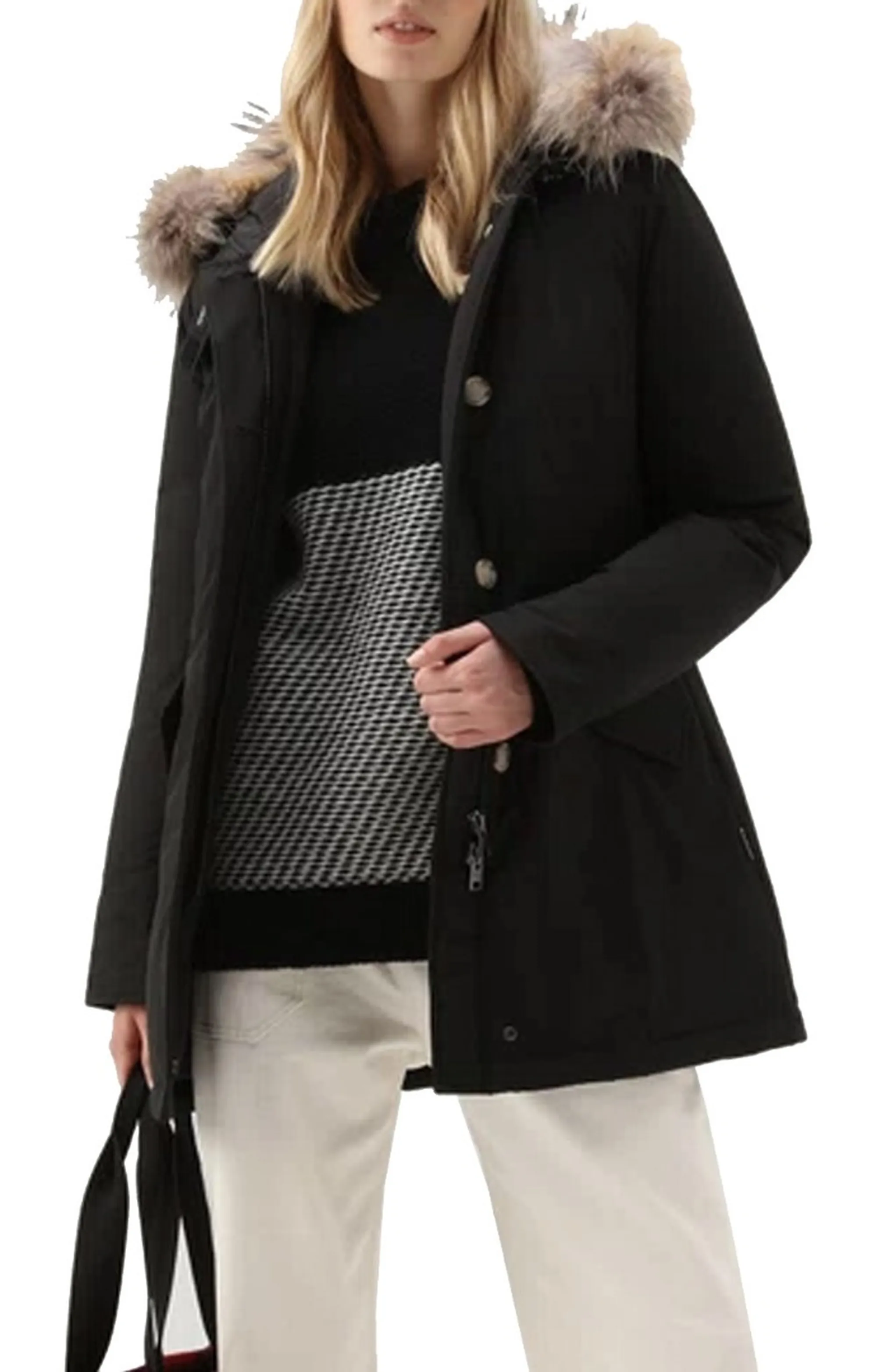 Woolrich B'Parka Luxury Arctic Raccoon' Black Wwou0652Fb 197396