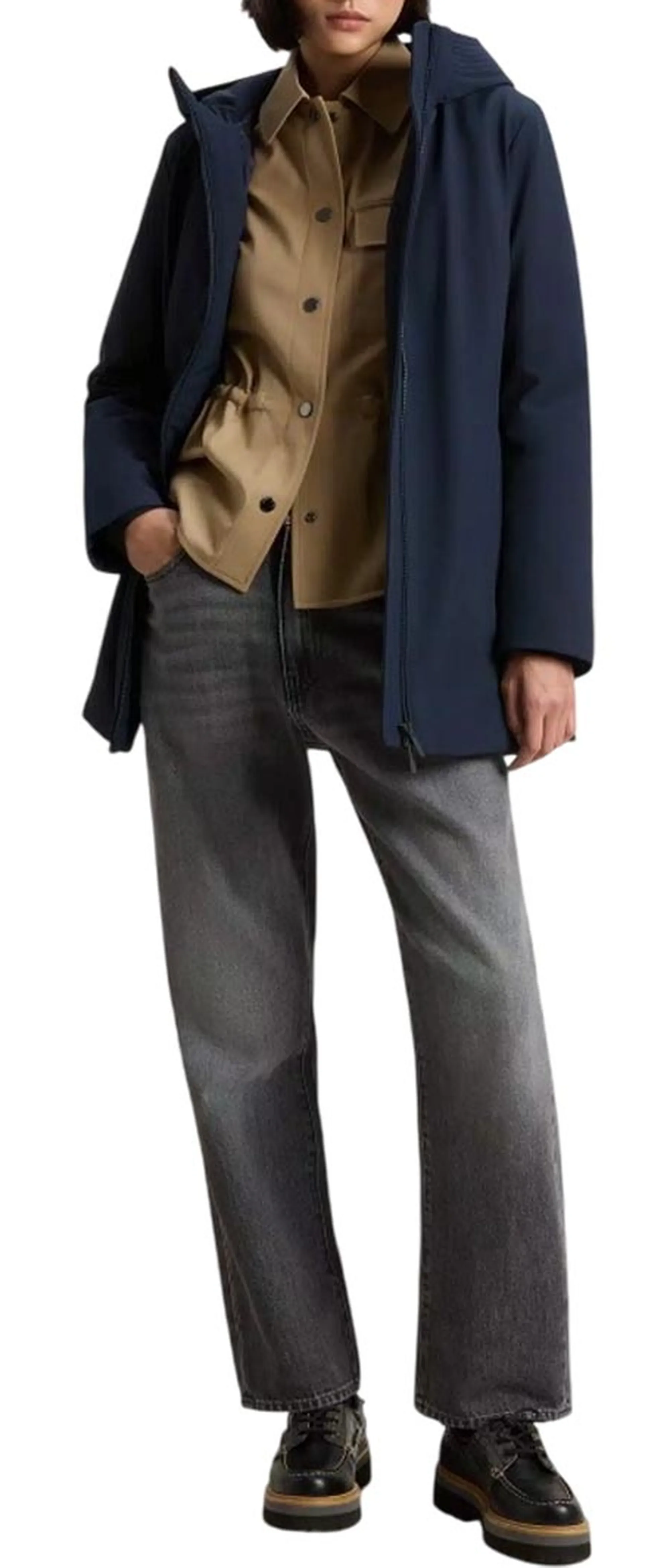 Woolrich Parka New Firth Melton Blu Wwou2045Fr 165144