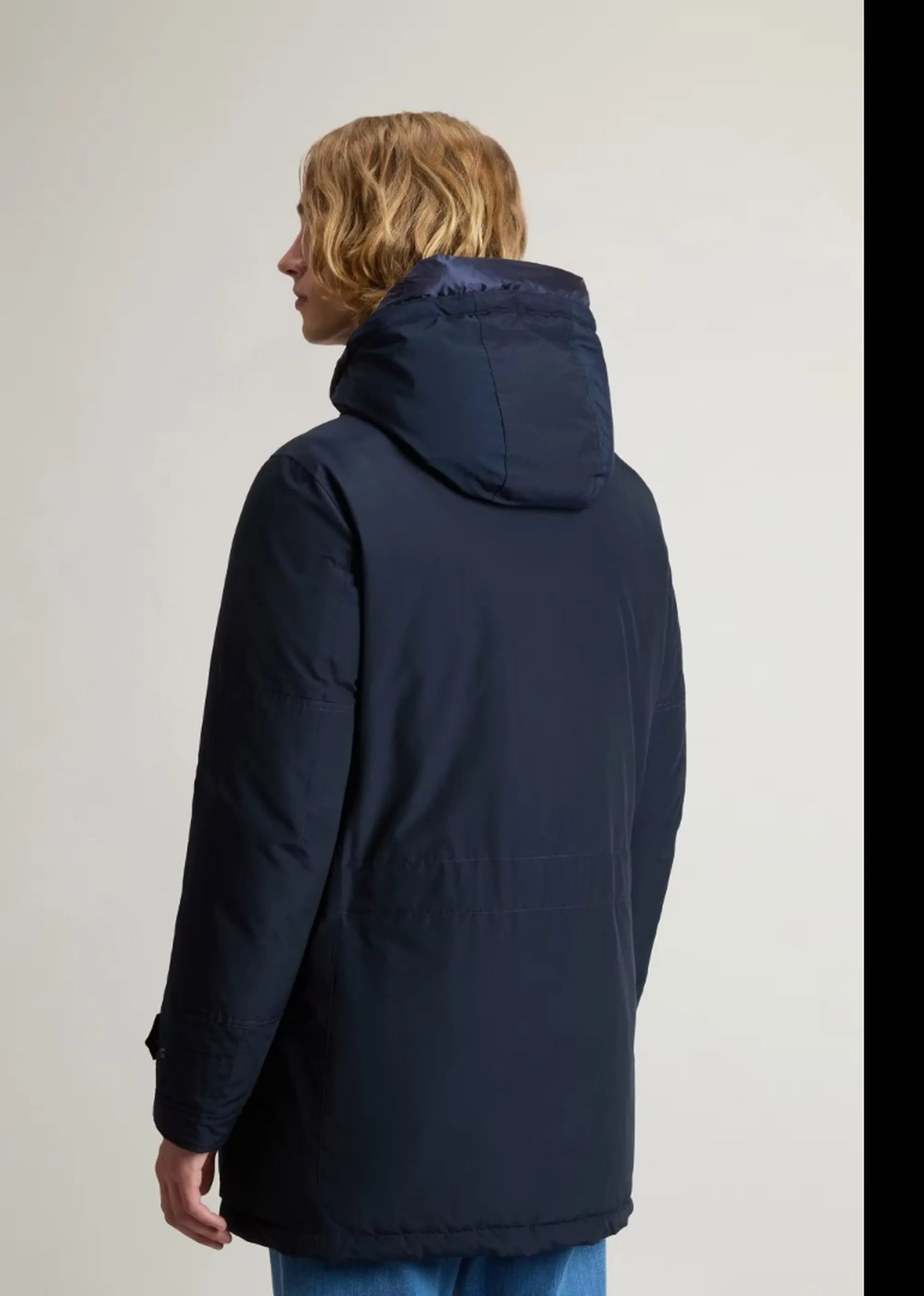 Woolrich Parka Polar High Collar Melton Blu Woou0487Mb 197408