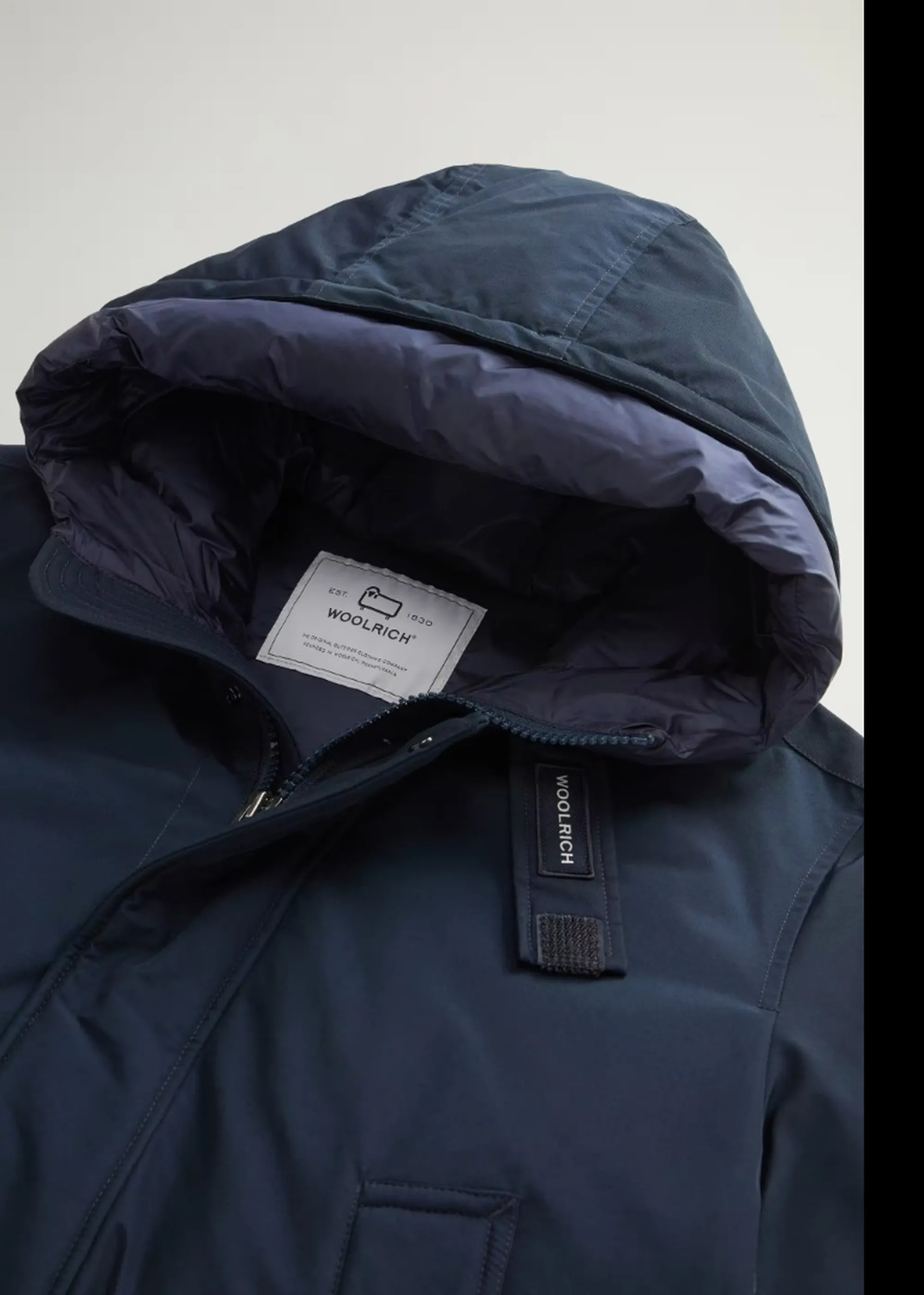 Woolrich Parka Polar High Collar Melton Blu Woou0487Mb 197411
