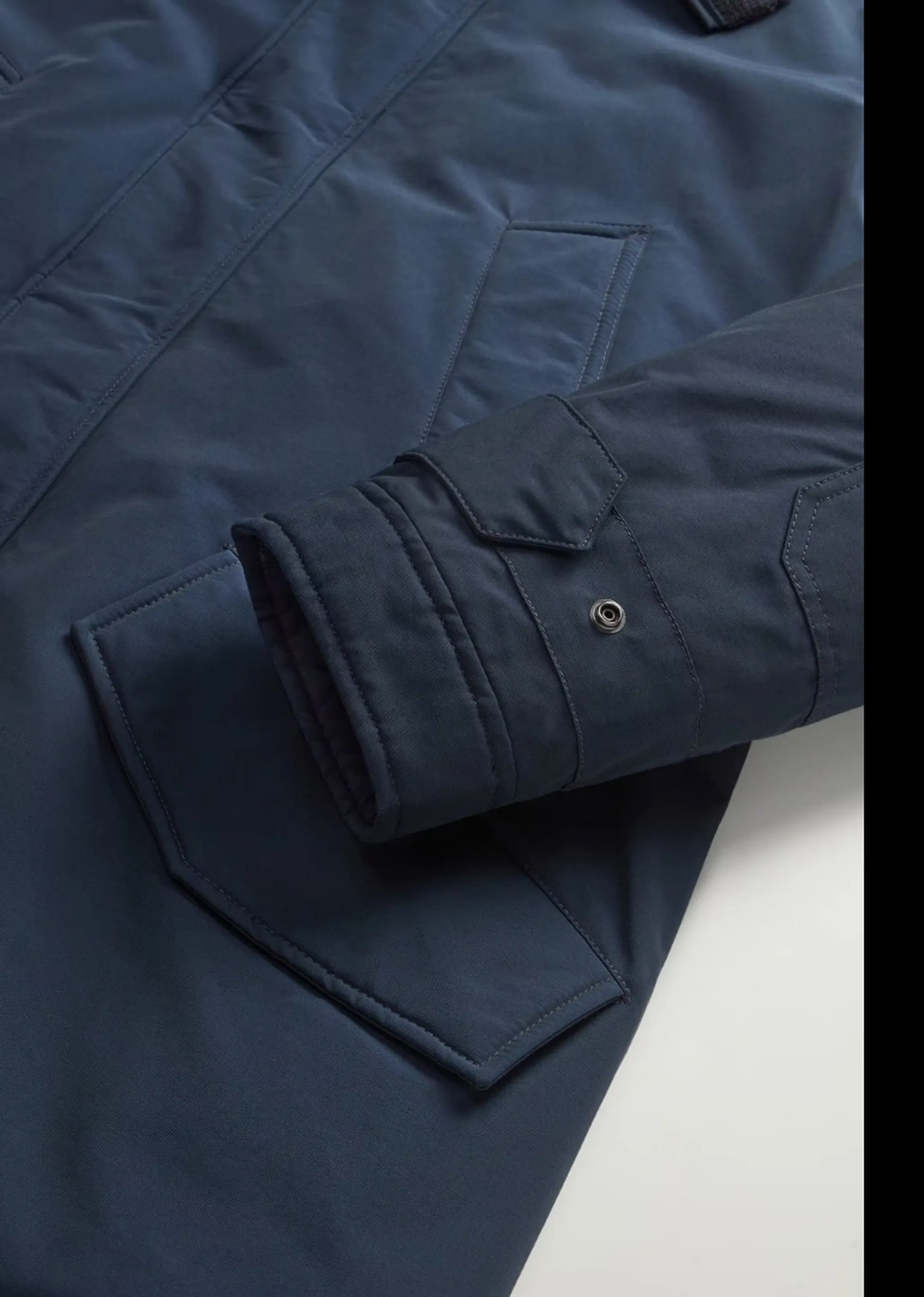 Woolrich Parka Polar High Collar Melton Blu Woou0487Mb 197412