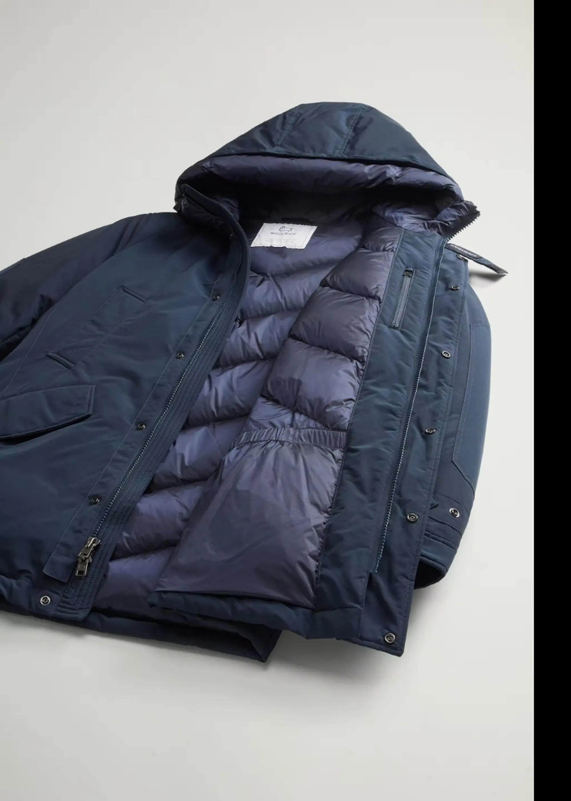 Woolrich Parka Polar High Collar Melton Blu Woou0487Mb 197413