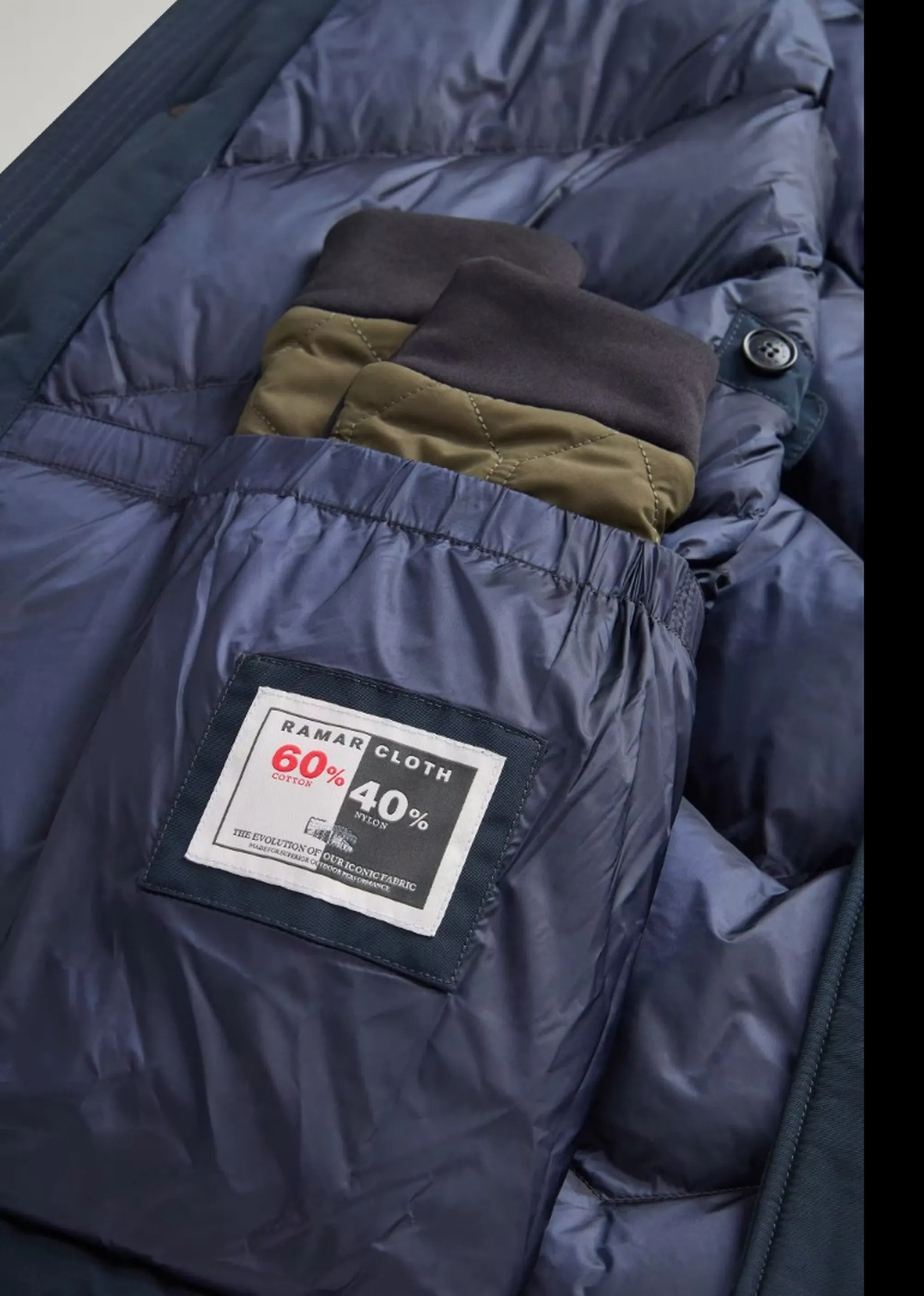 Woolrich Parka Polar High Collar Melton Blu Woou0487Mb 197414