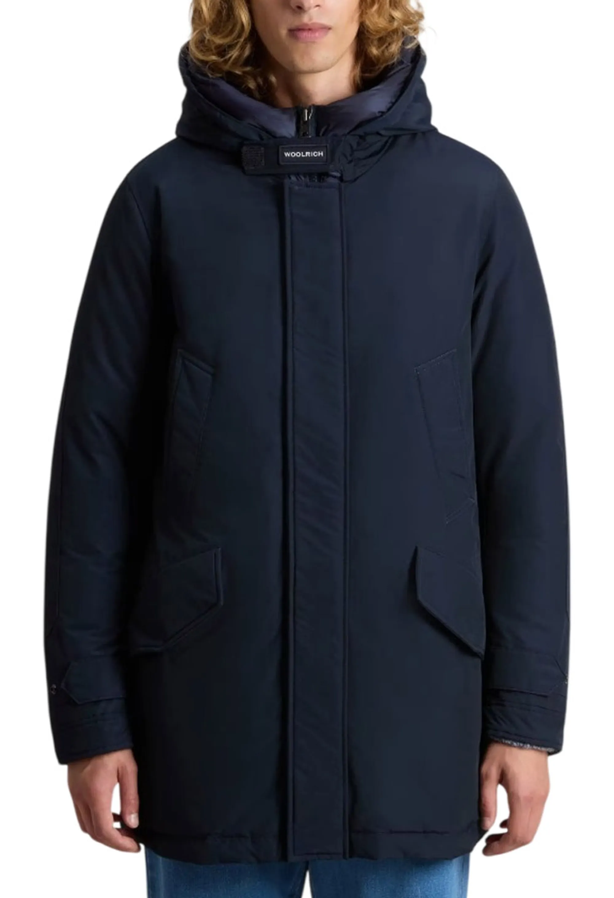 Woolrich B'Parka Polar High Collar' Melton Blu Woou0487Mb 197751