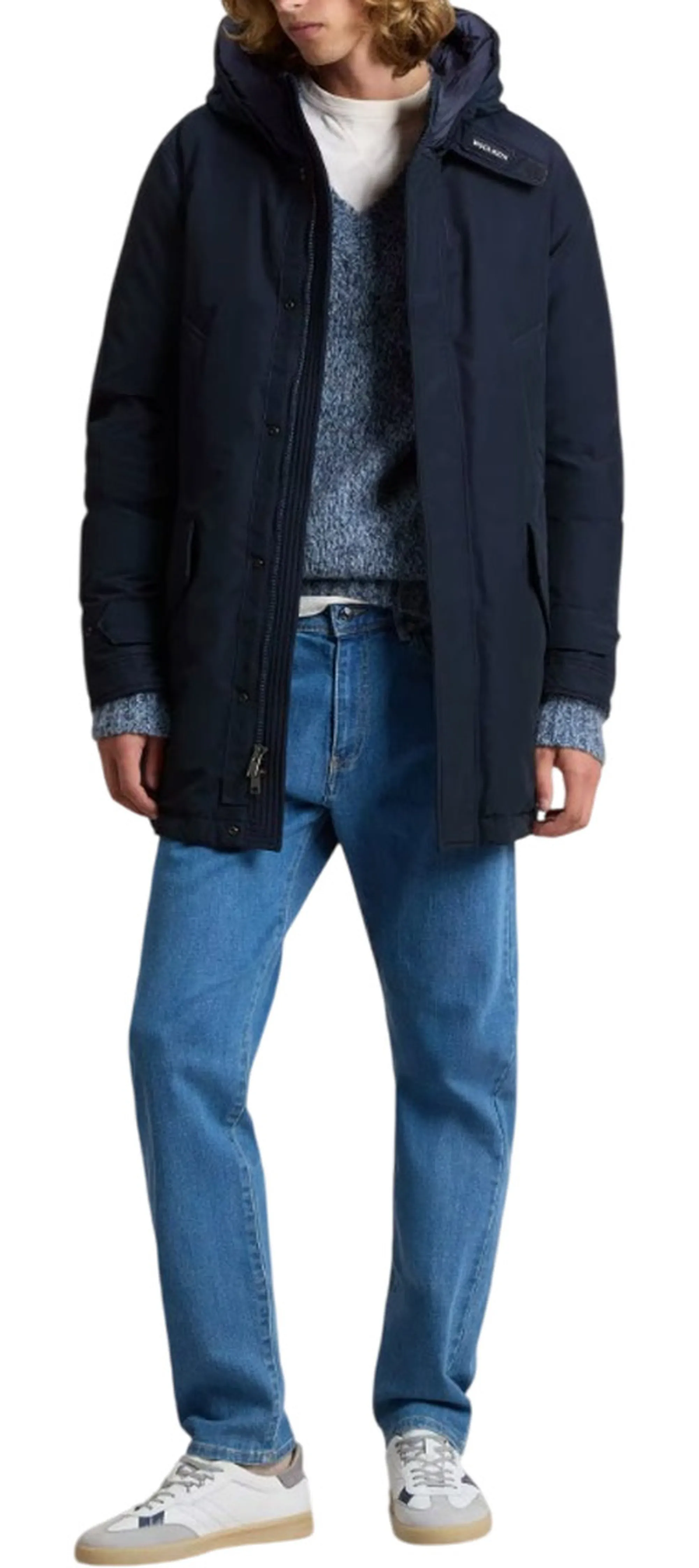 Woolrich B'Parka Polar High Collar' Melton Blu Woou0487Mb 197753