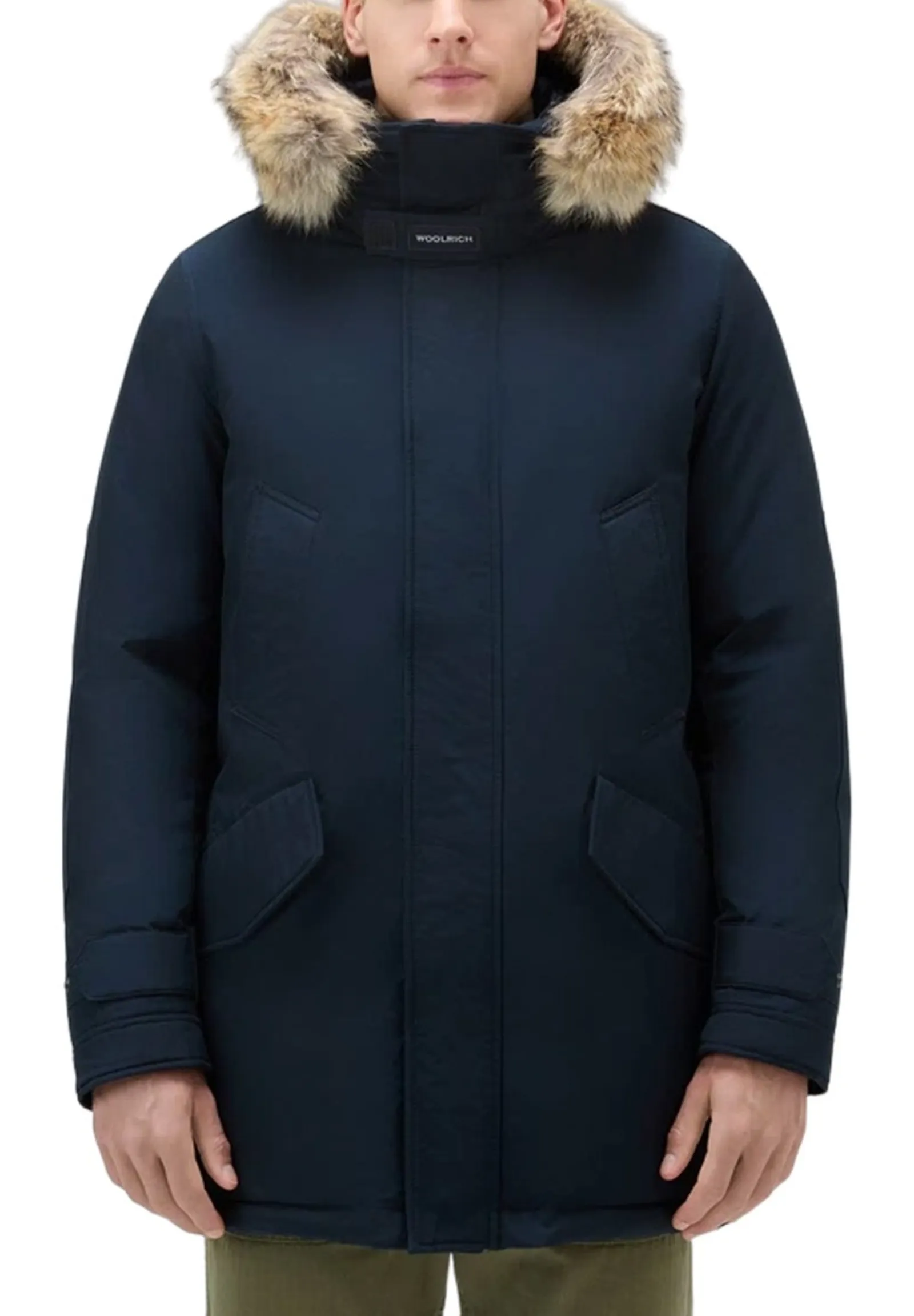 Woolrich Polar Parka High Collar Fur Melton Blu Woou0486Mr 97193