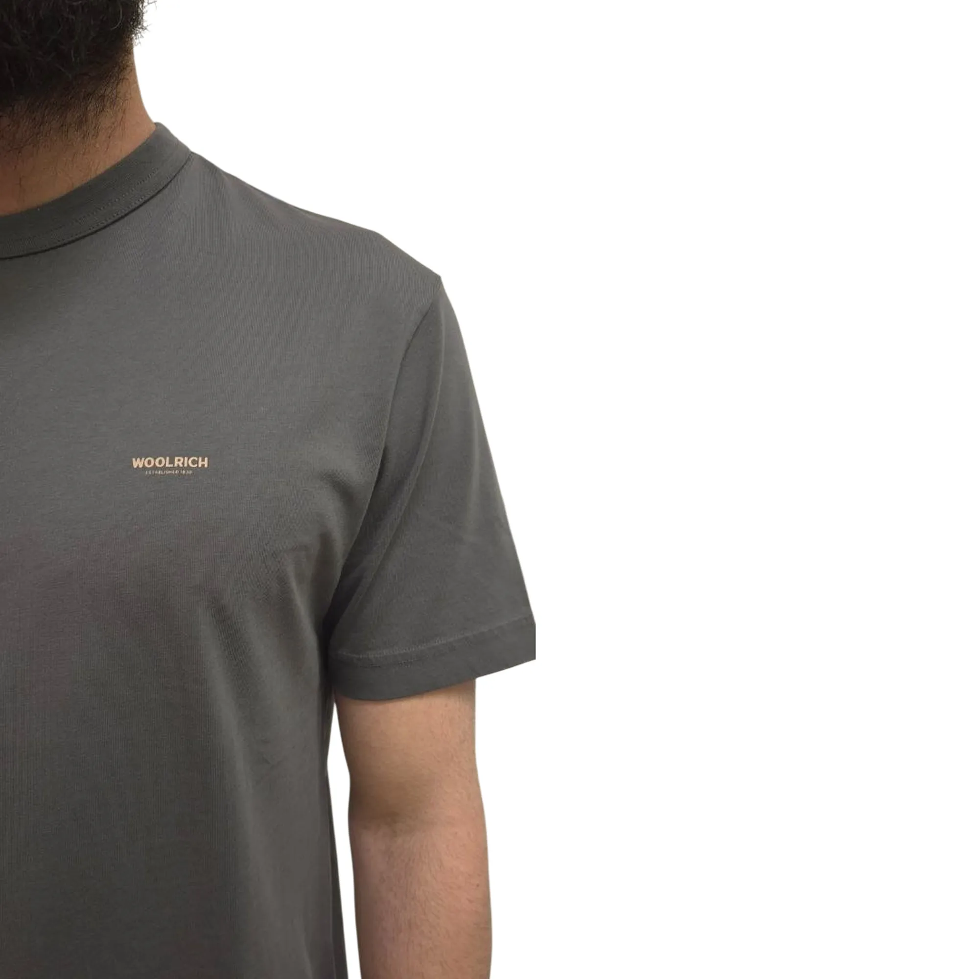 Woolrich T-Shirt Con Logo Grigio Wote2012Mr 183641